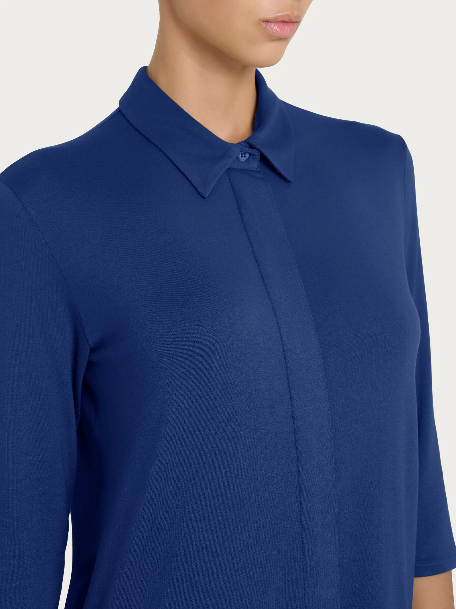 Camicia con manica 3/4 in Viscosa Summer - Blueberry - Image 3
