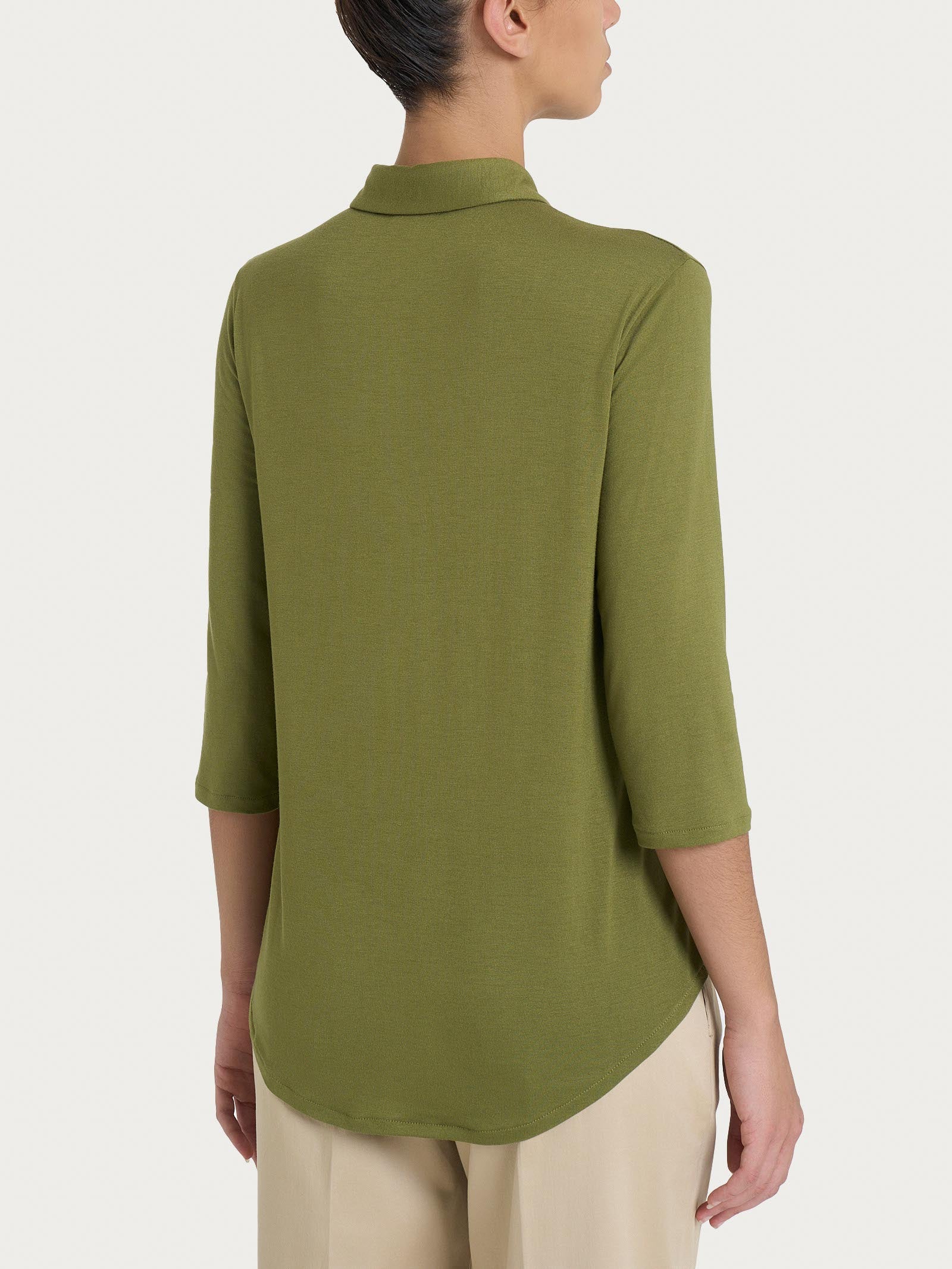 Camicia con manica 3/4 in Viscosa Summer - Sphagnum - Image 2