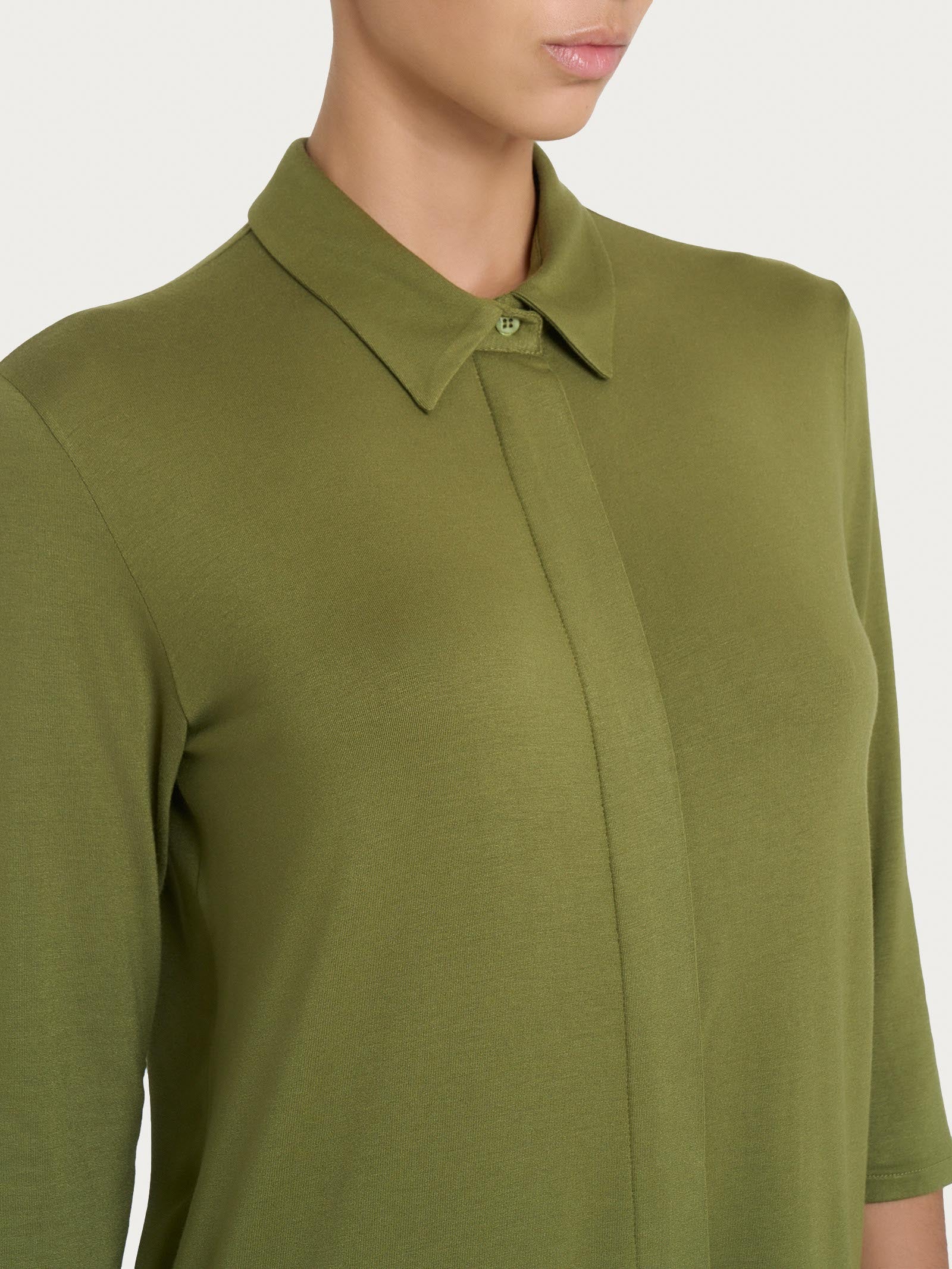 Camicia con manica 3/4 in Viscosa Summer - Sphagnum - Image 3