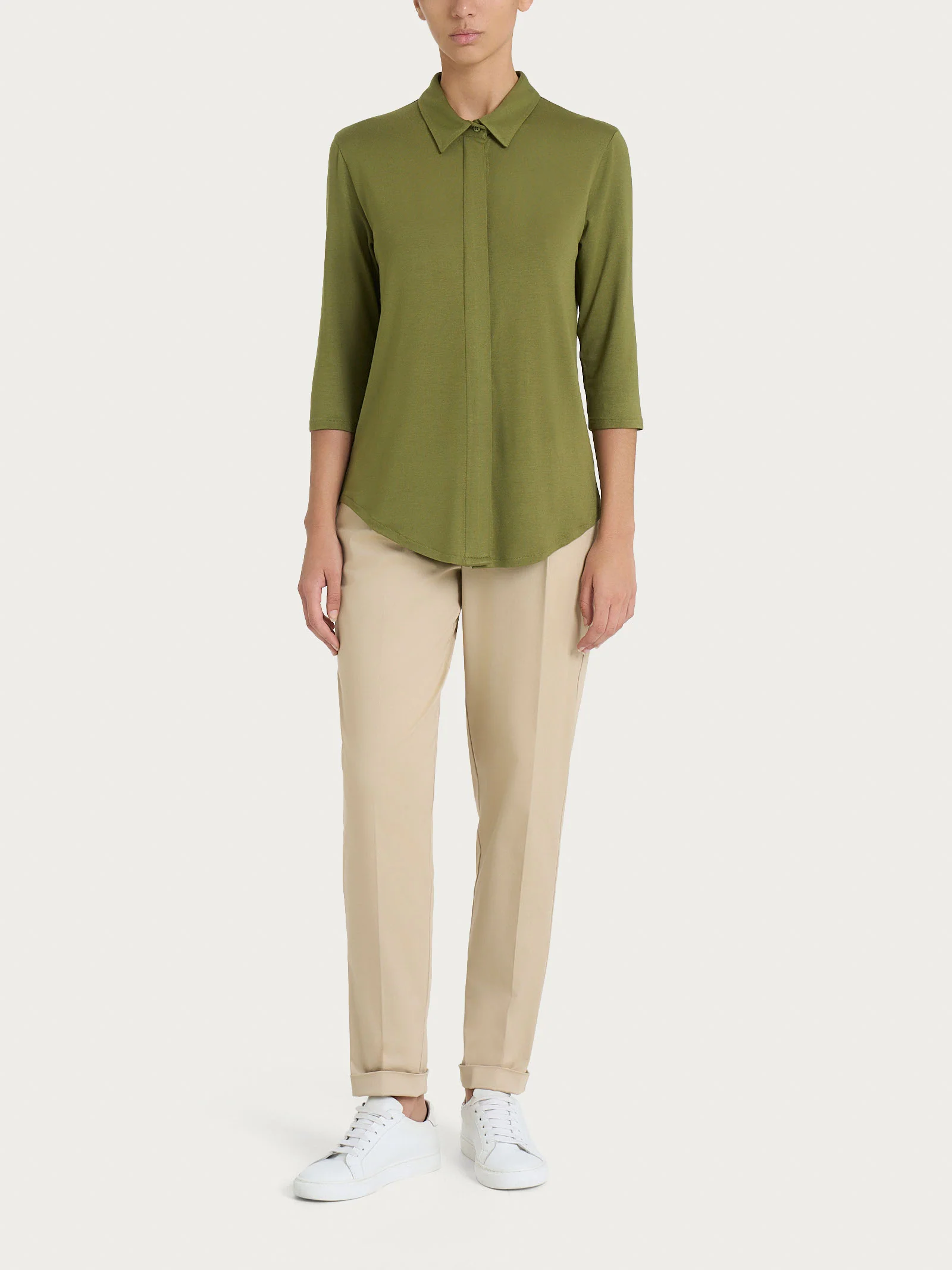 Camicia con manica 3/4 in Viscosa Summer - Sphagnum - Image 4