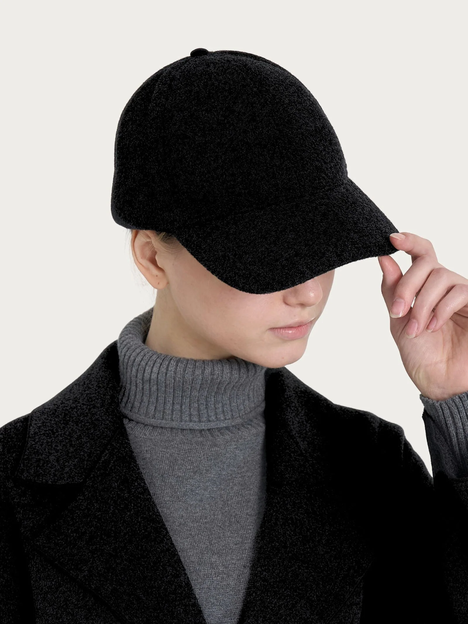 Cappello da baseball in Vegan Wool - Nero