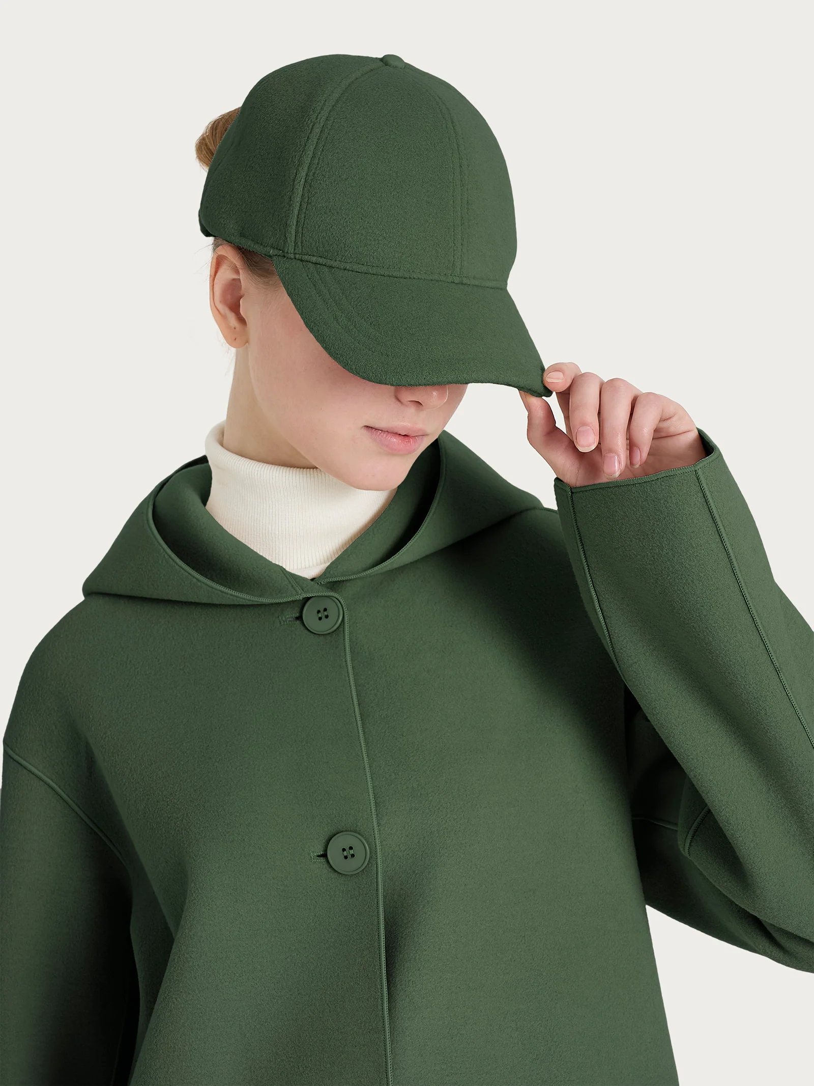 Cappello da baseball in Vegan Wool - Bronze Green