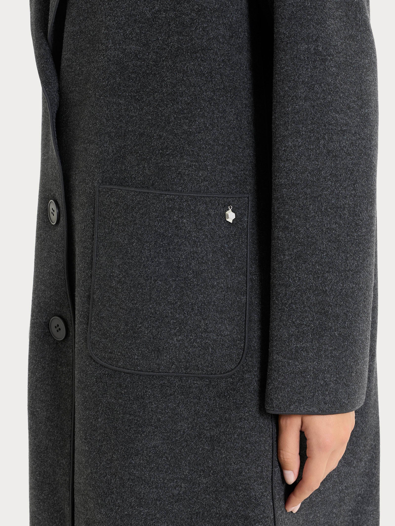 Cappotto con bottoni in Vegan Wool - Oscuro Mel. - Image 3