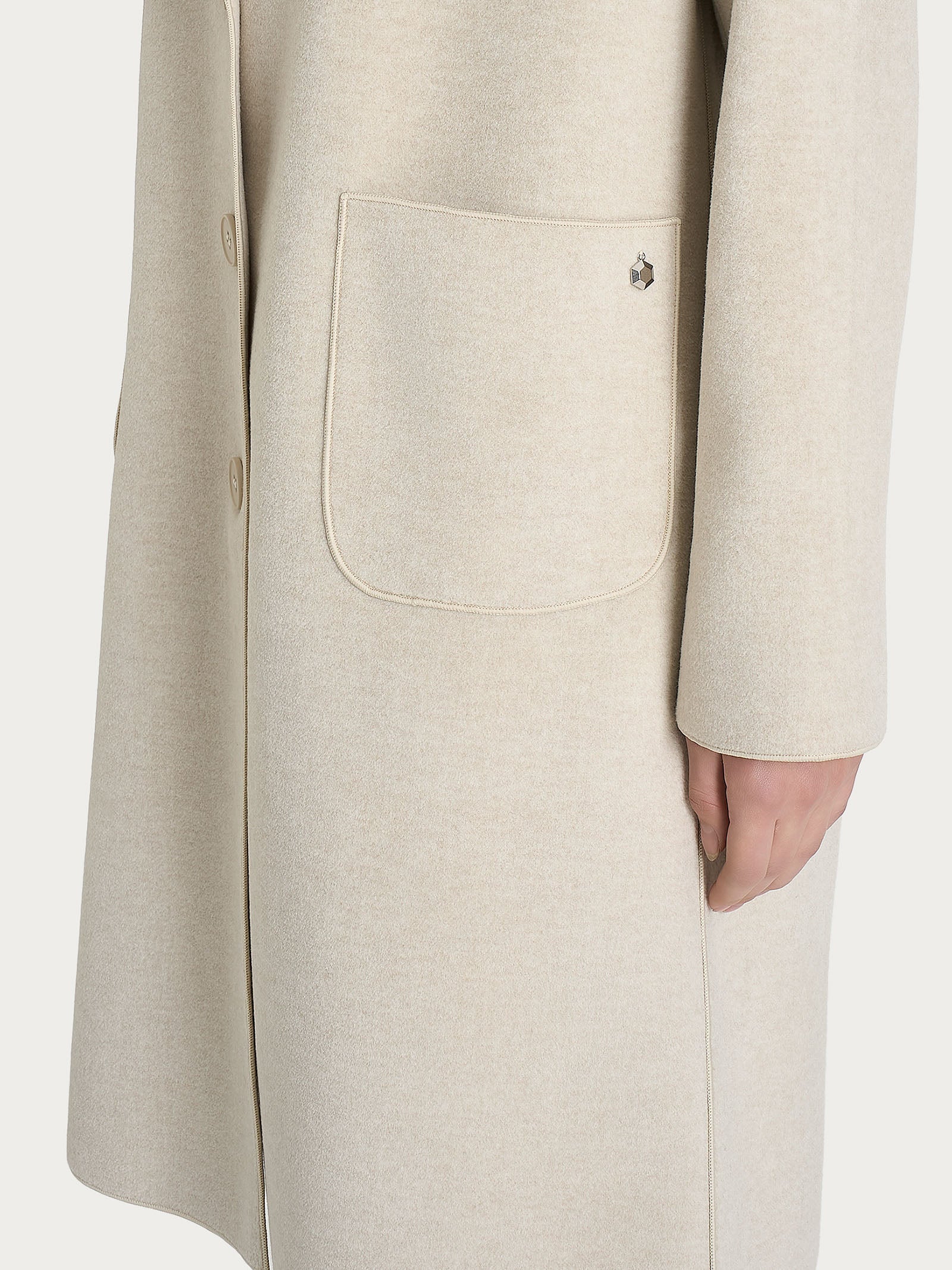 Cappotto con bottoni in Vegan Wool - CHAMPIGNON MEL. - Image 3