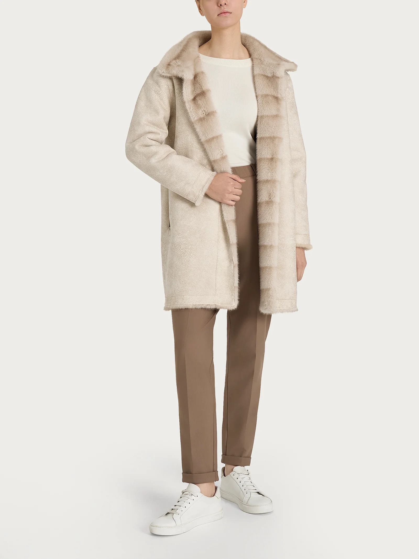Cappotto con cintura double-face in Vegan Fur - Fant.Champignon - Image 7