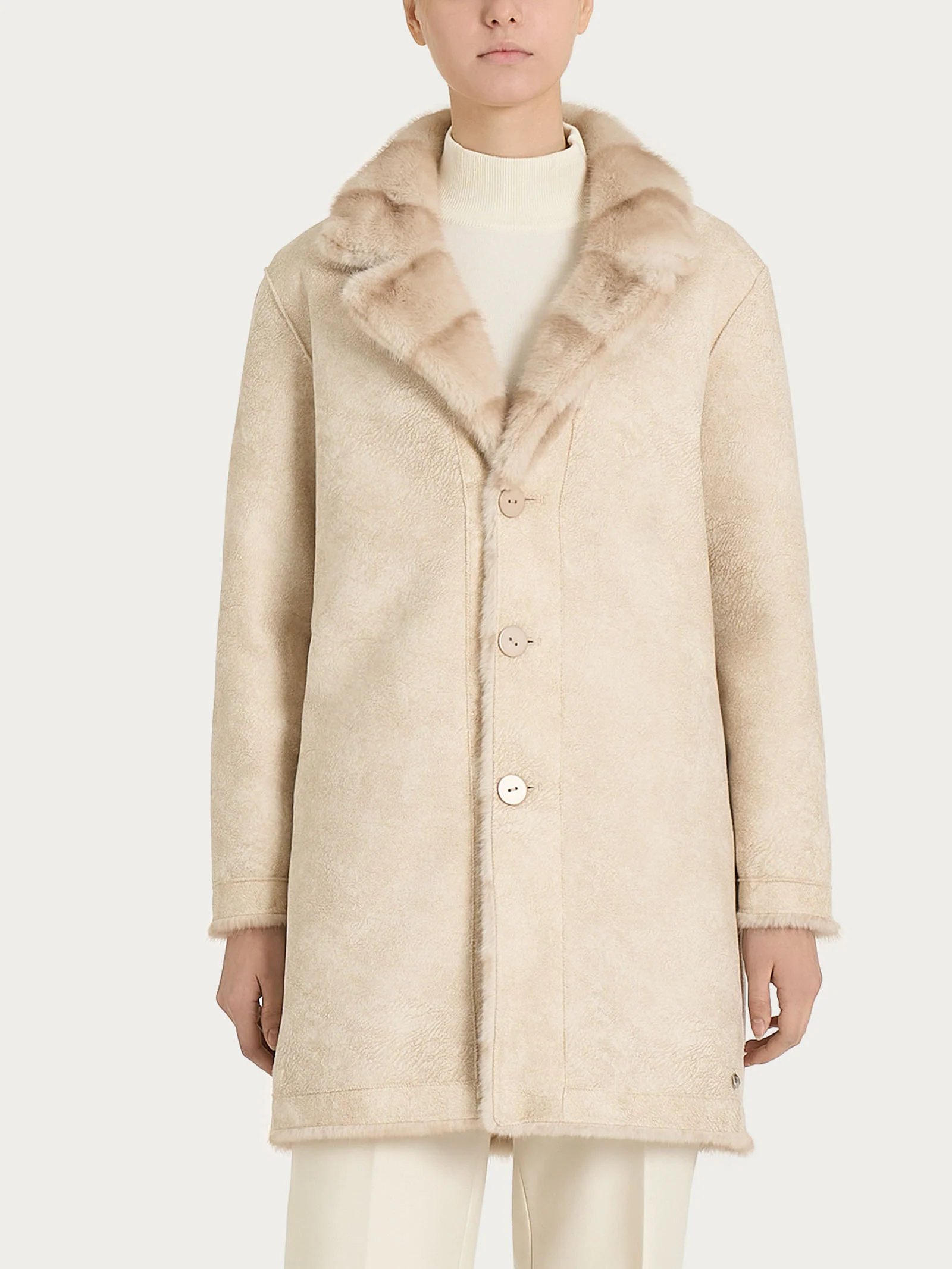 Cappotto con revers double-face in Vegan Fur - Fant.Champignon