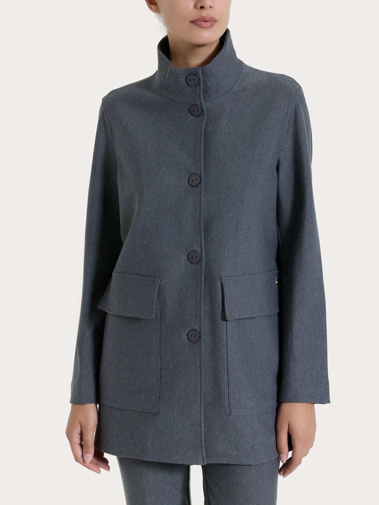 Cappotto corto con bottoni in Compact - Ardesia Mel.