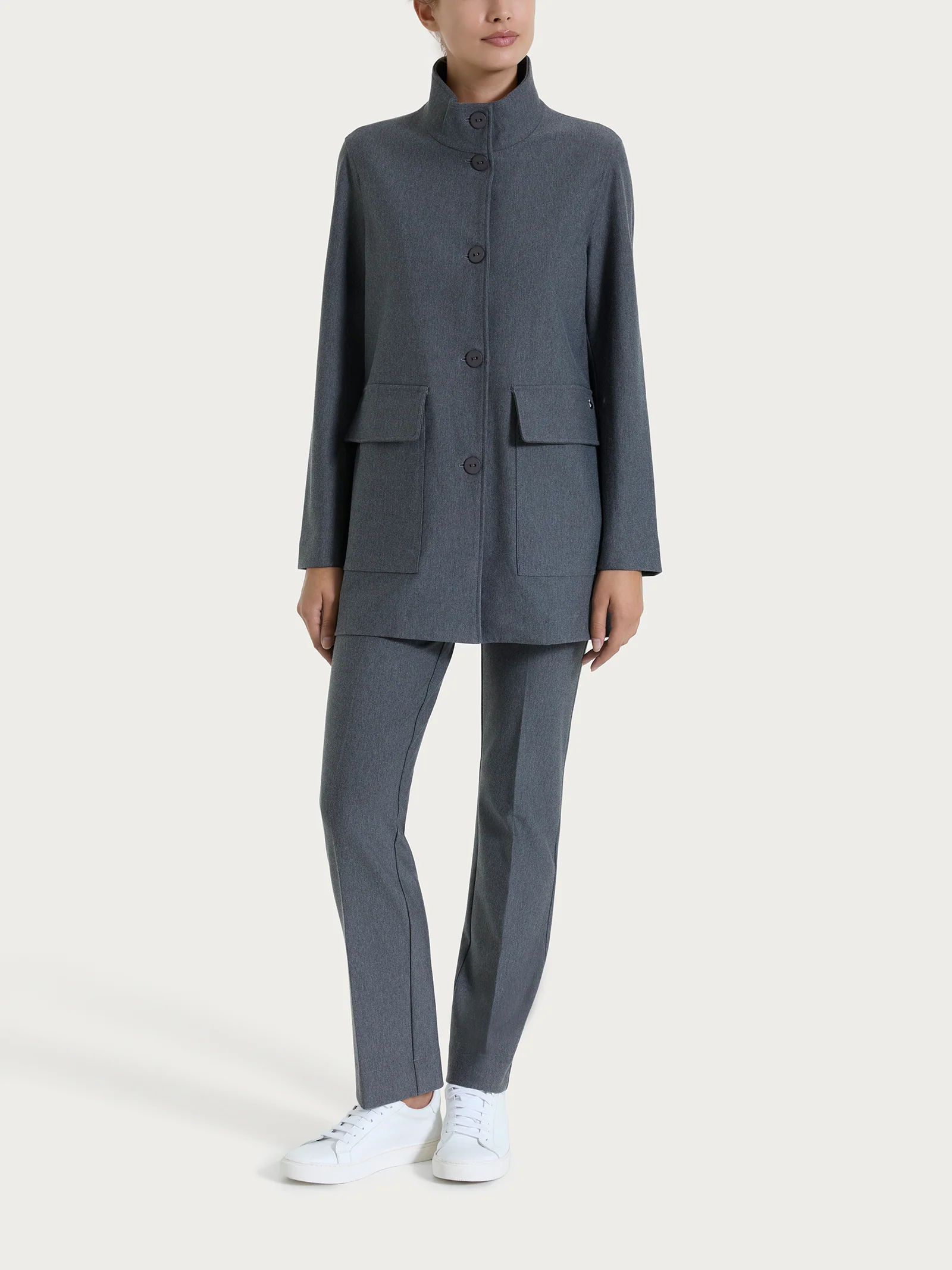 Cappotto corto con bottoni in Compact - Ardesia Mel. - Image 5