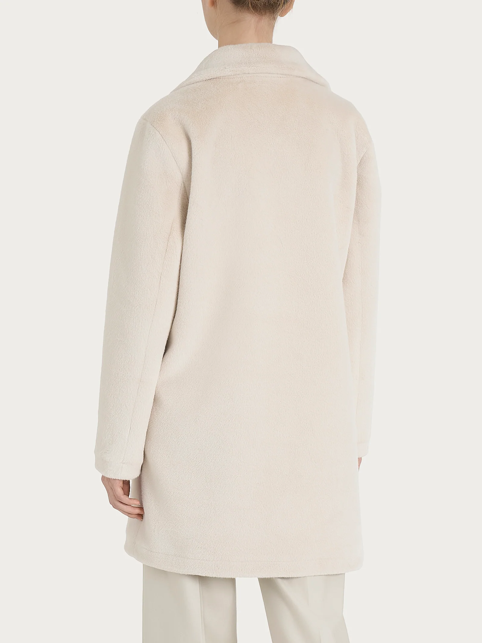 Cappotto corto con revers double-face in Vegan Shearling - Champignon - Image 4