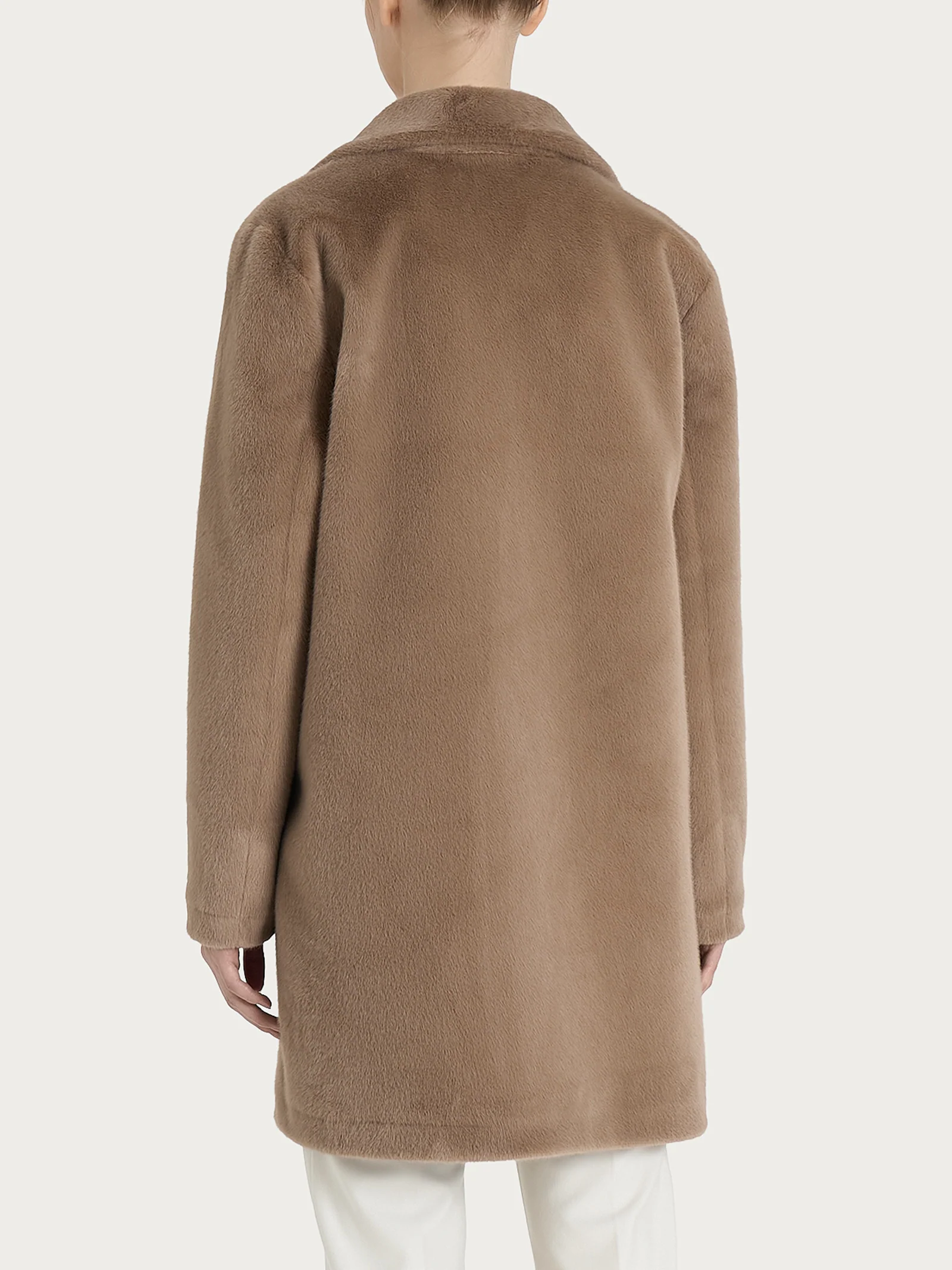 Cappotto corto con revers double-face in Vegan Shearling - Pine Bark - Image 4