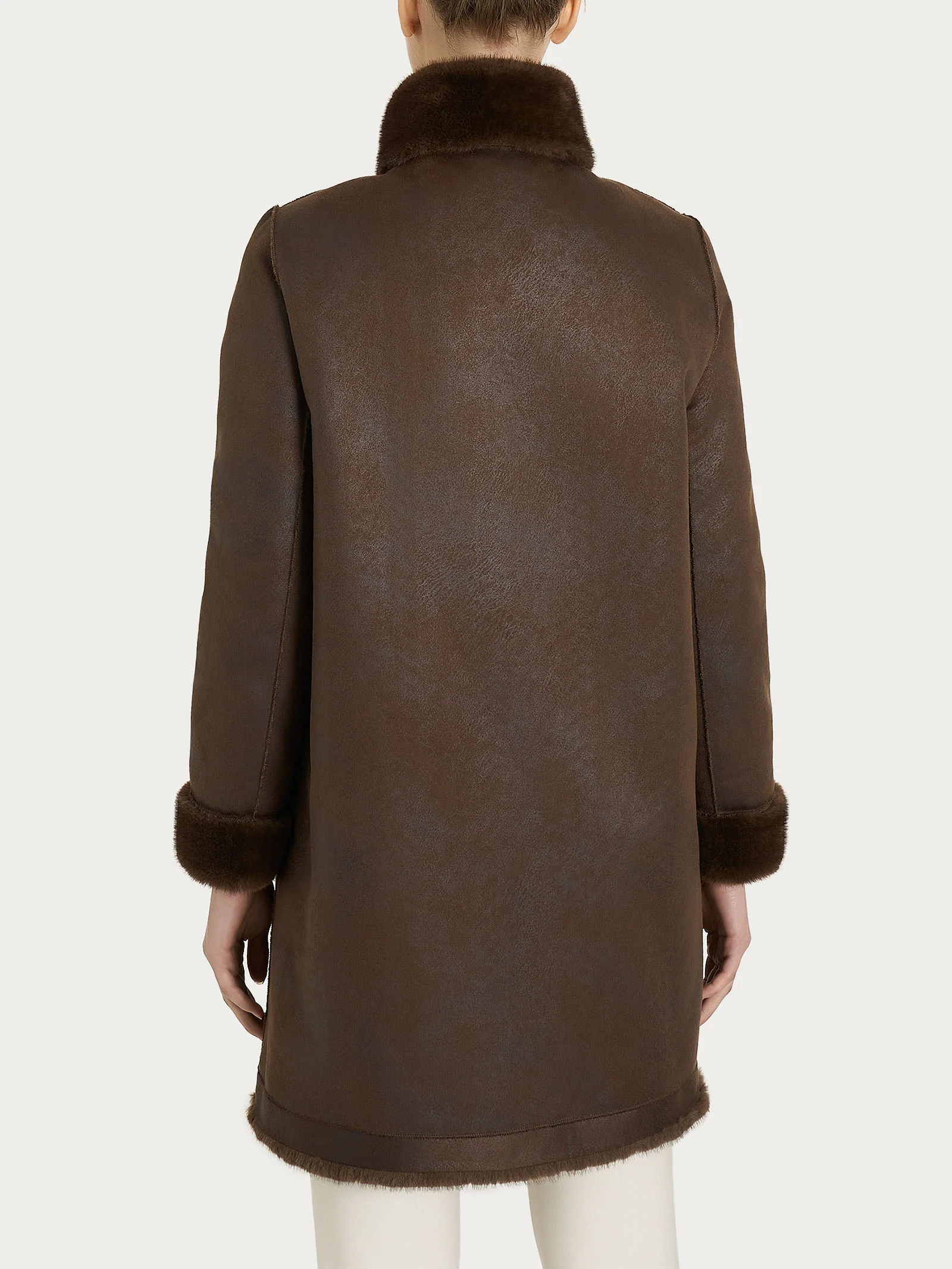 Cappotto double-face in Vegan Fur - Chocolate Torte - Image 3