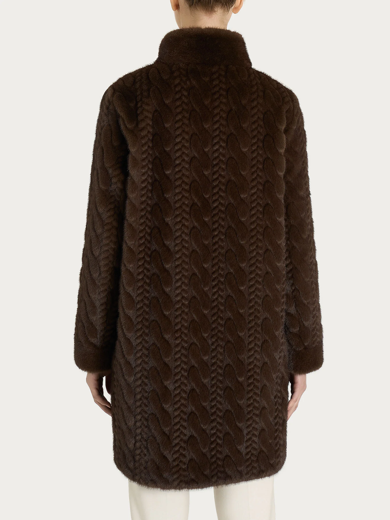 Cappotto double-face in Vegan Fur - Chocolate Torte - Image 4