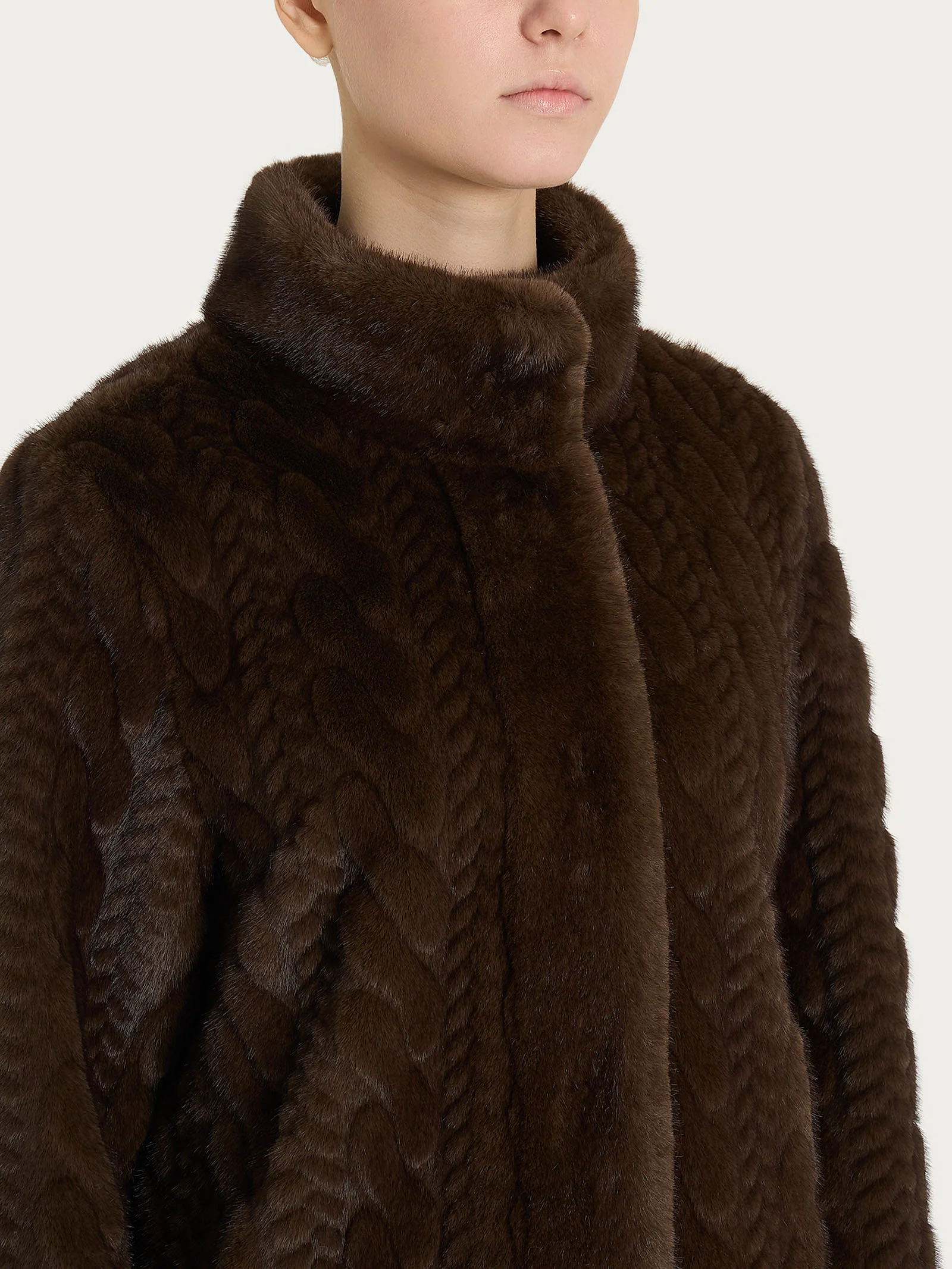 Cappotto double-face in Vegan Fur - Chocolate Torte - Image 6