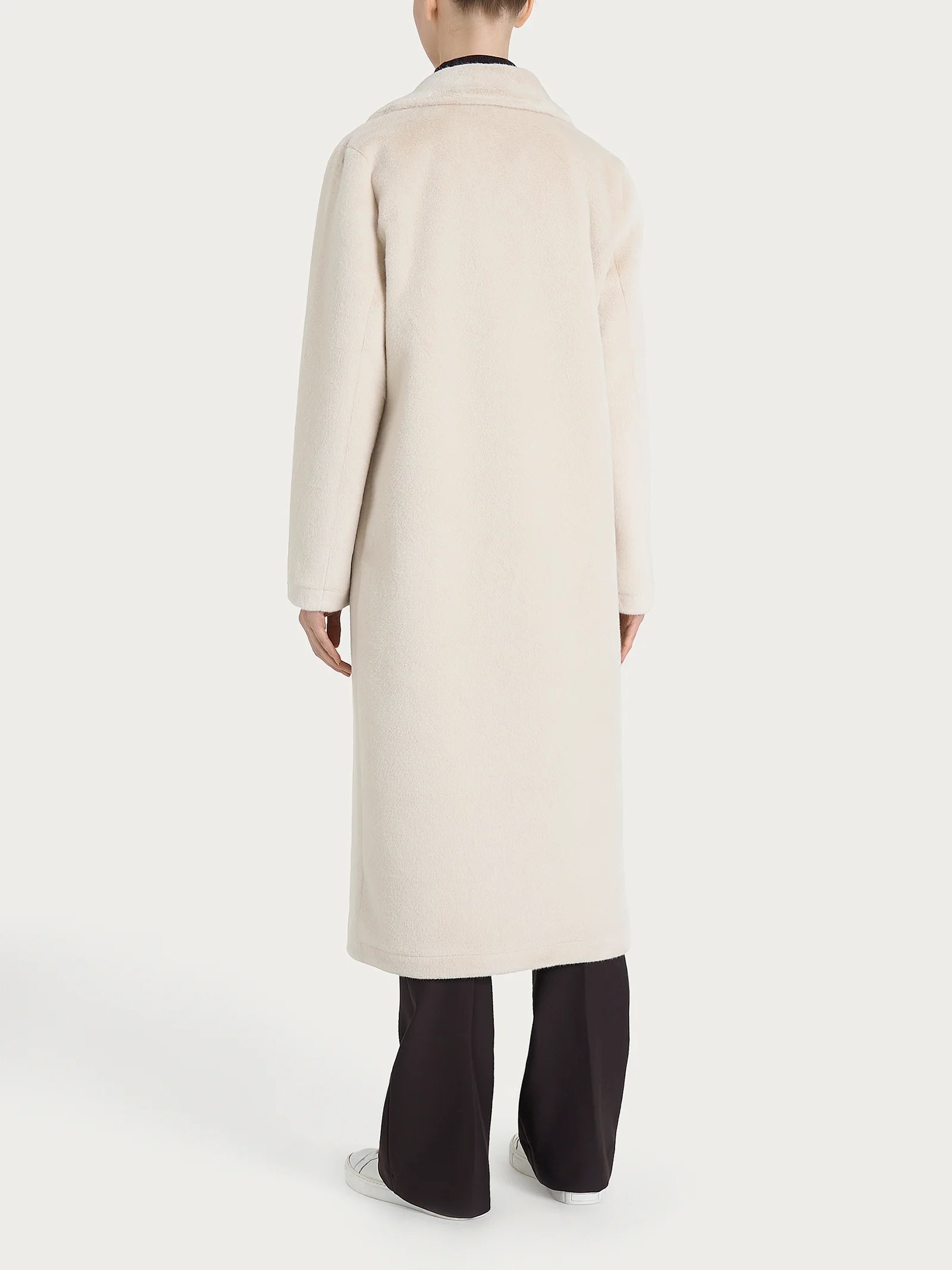 Cappotto lungo con revers double-face in Vegan Shearling - Champignon - Image 6