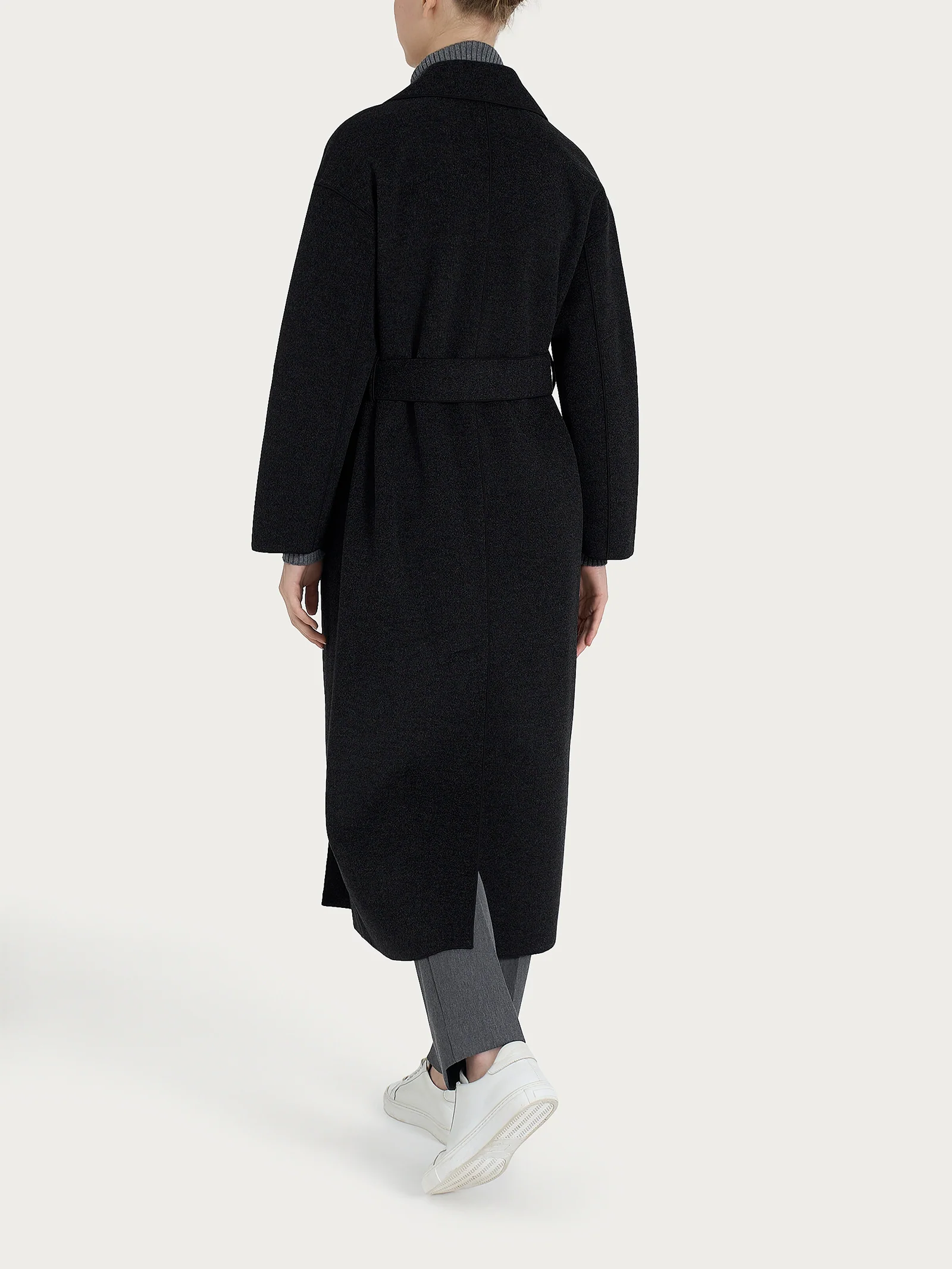 Cappotto lungo in Vegan Wool - Nero - Image 2