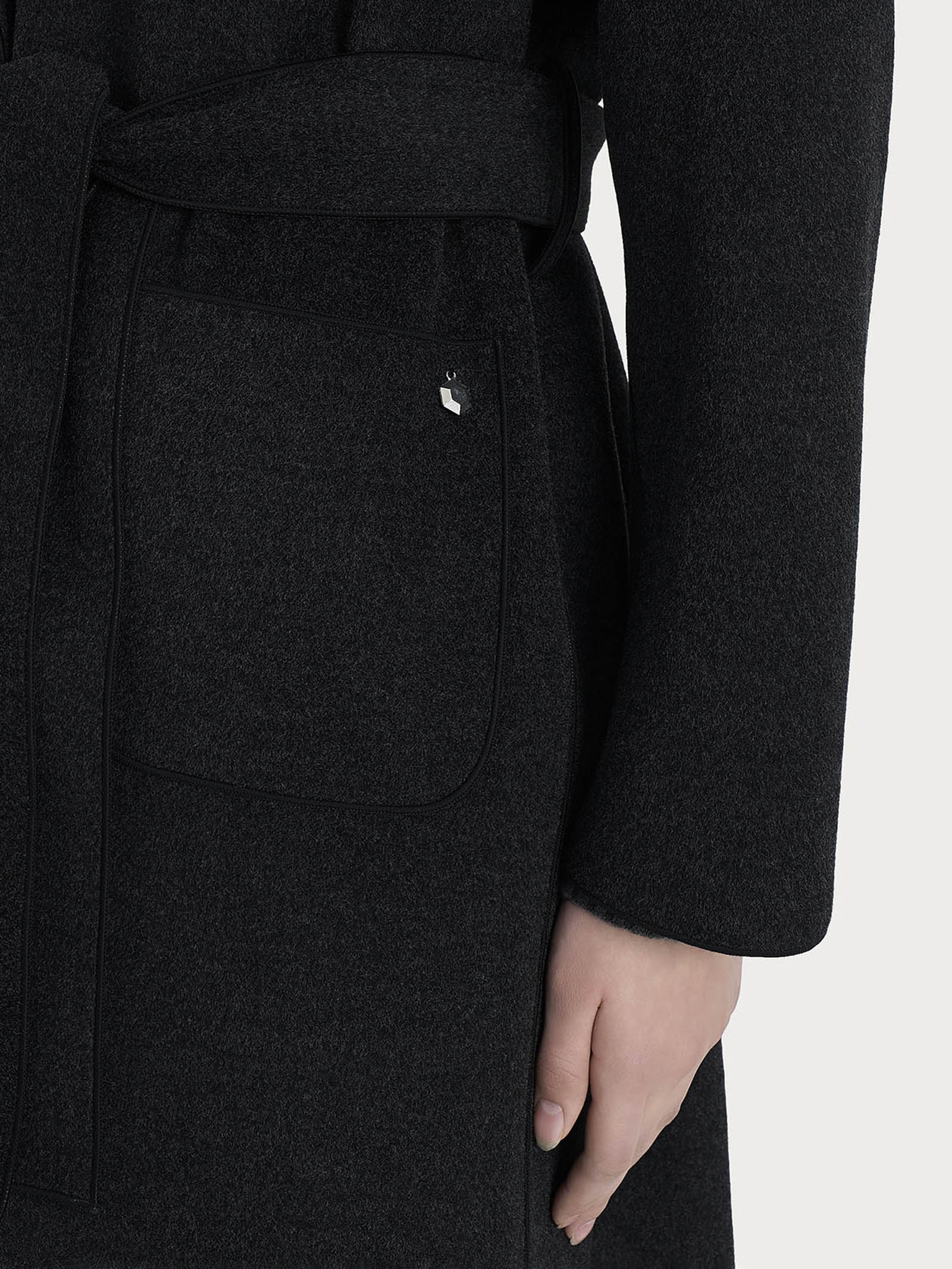 Cappotto lungo in Vegan Wool - Nero - Image 3