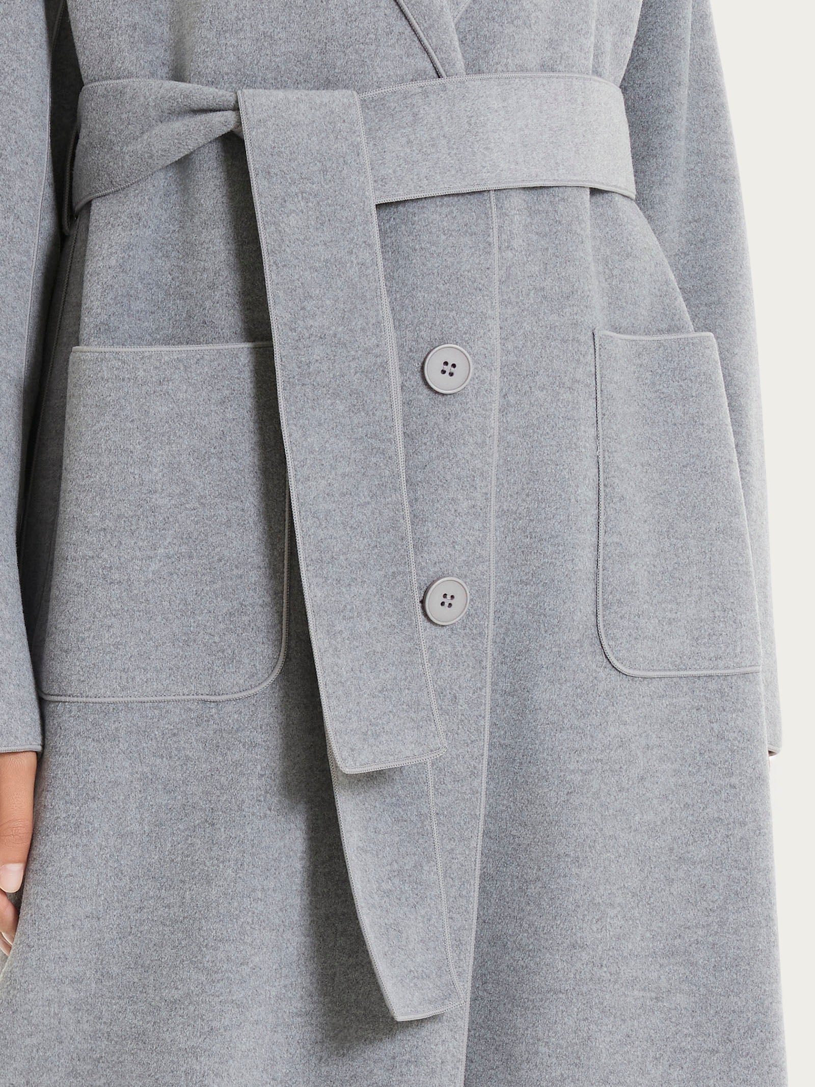 Cappotto lungo in Vegan Wool - Grigio Mel. - Image 3