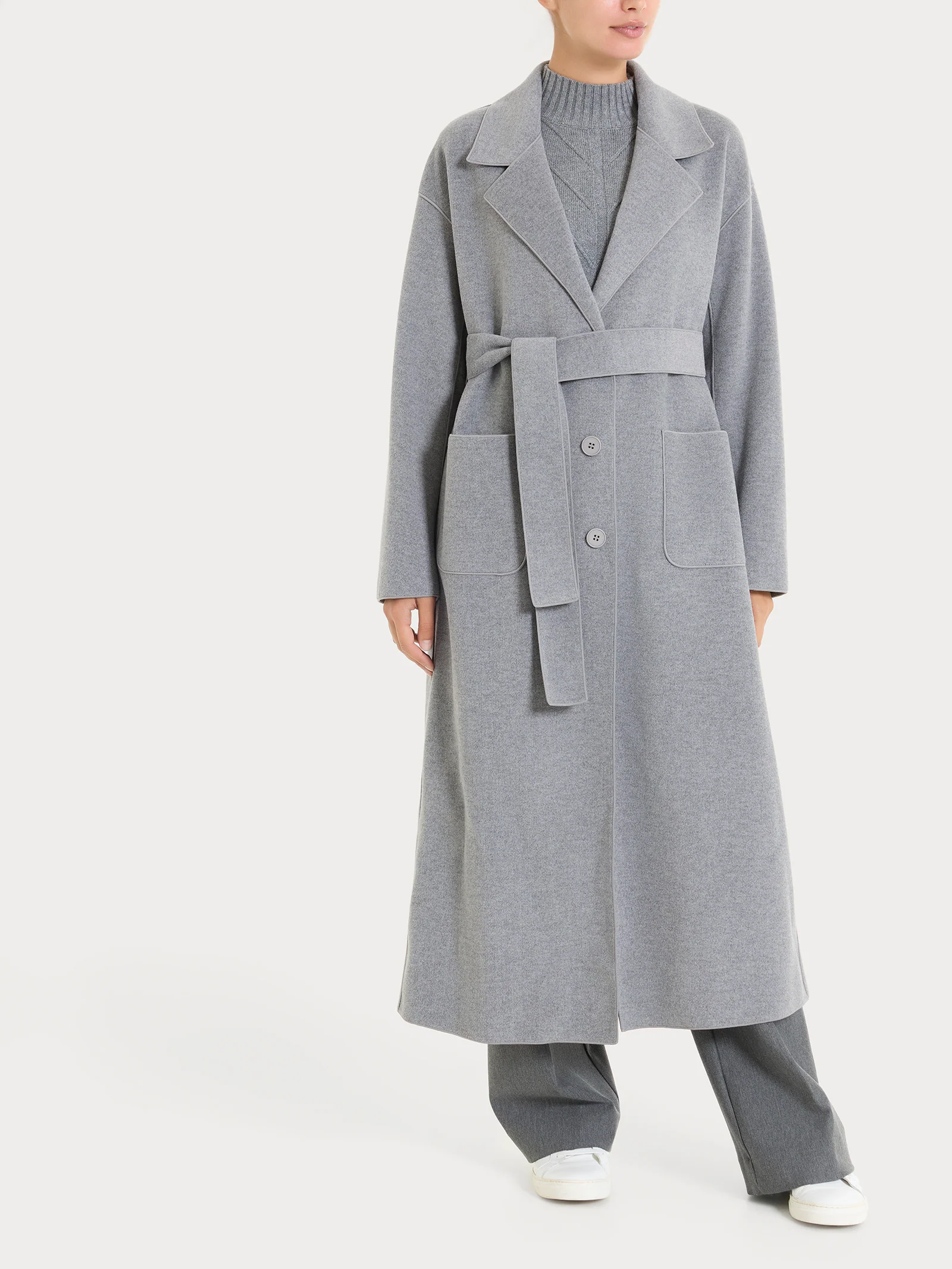 Cappotto lungo in Vegan Wool - Grigio Mel. - Image 4