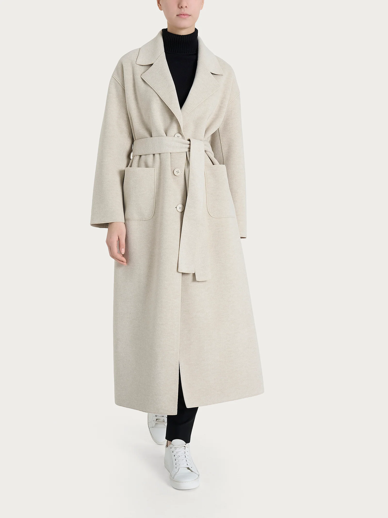 Cappotto lungo in Vegan Wool - CHAMPIGNON MEL.
