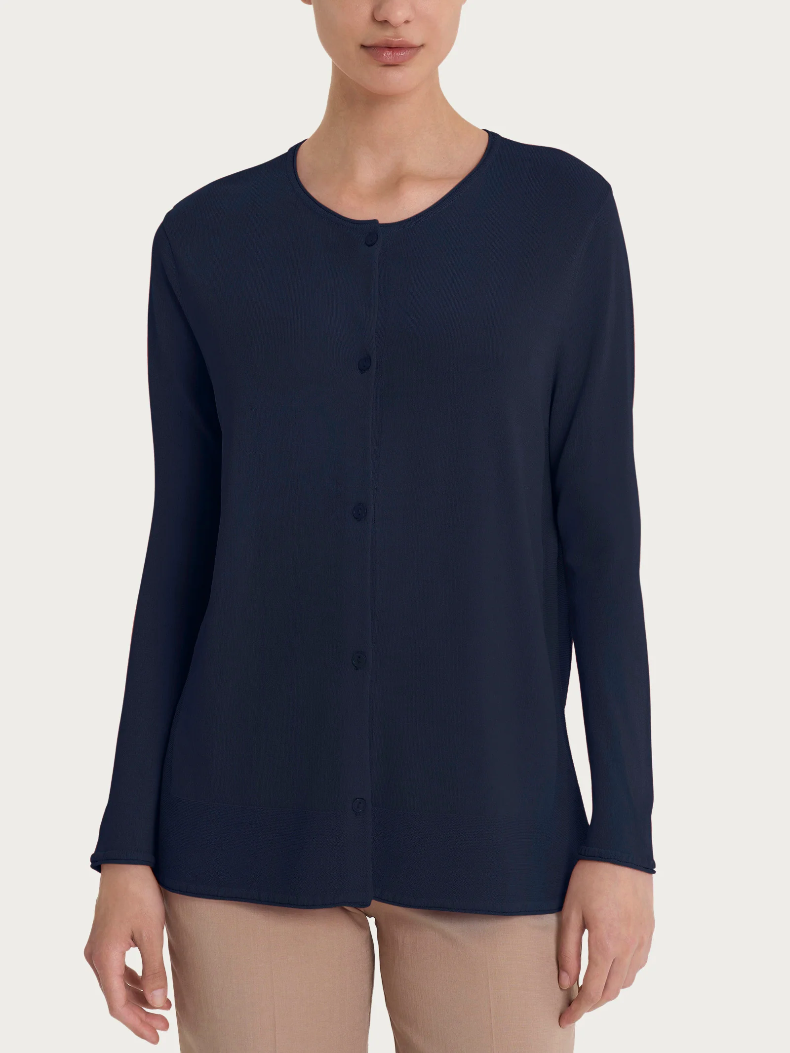 Cardigan aperto con bottoni in Crêpe  - Bleu