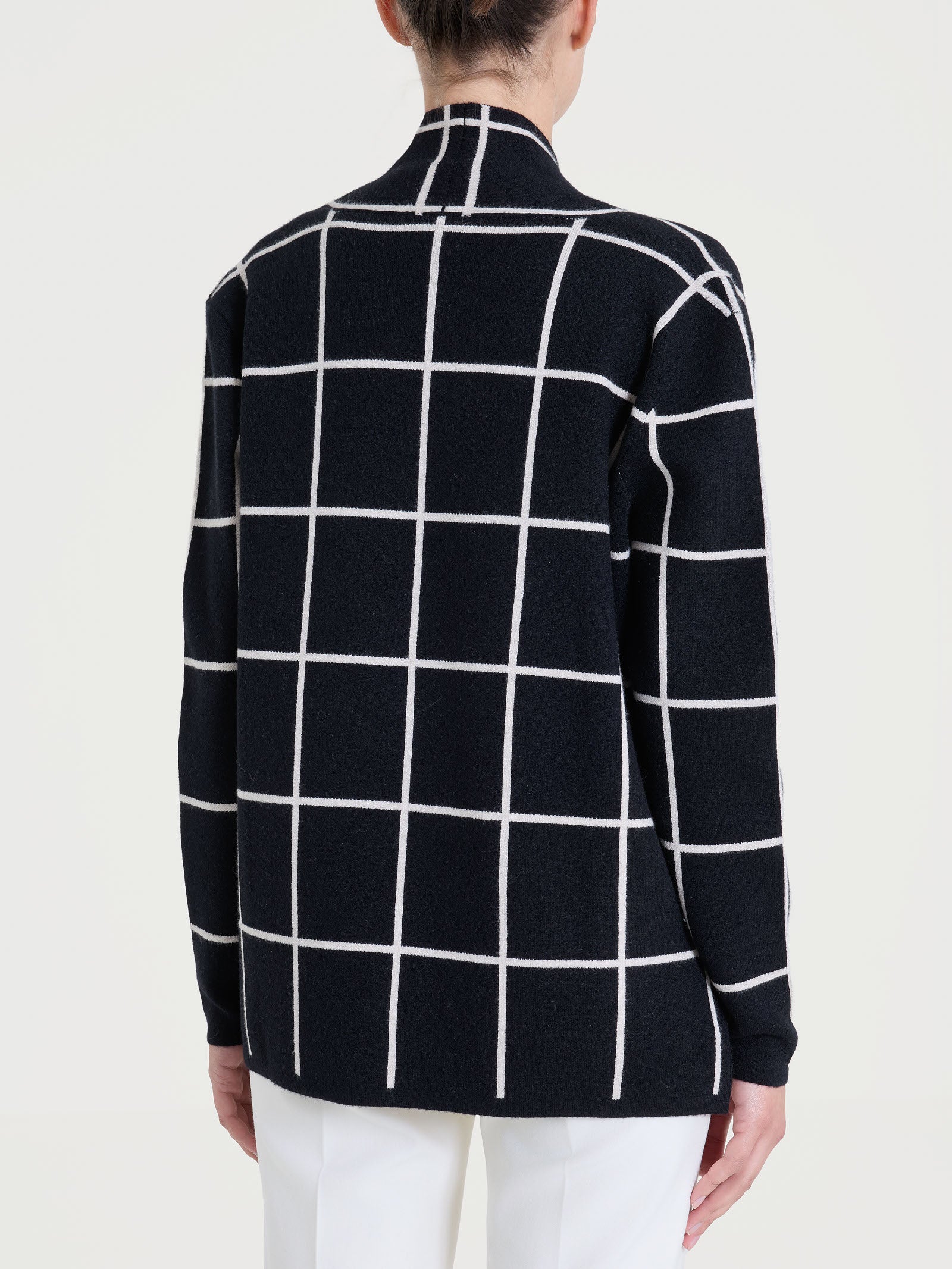 Cardigan aperto con fantasia check in Super Soft - Fant.Nero - Image 2