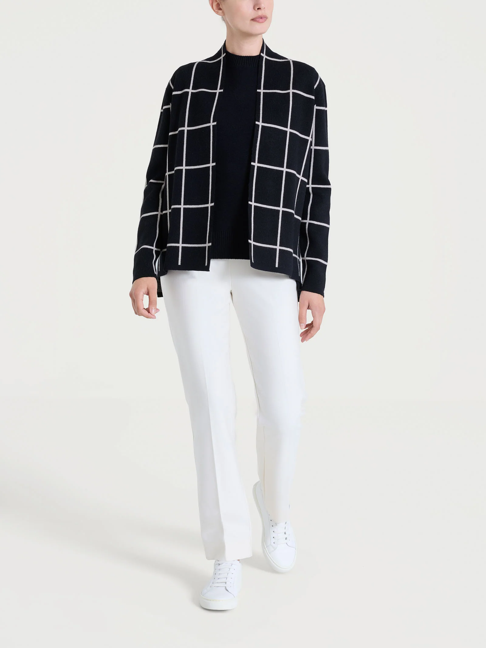 Cardigan aperto con fantasia check in Super Soft - Fant.Nero - Image 4