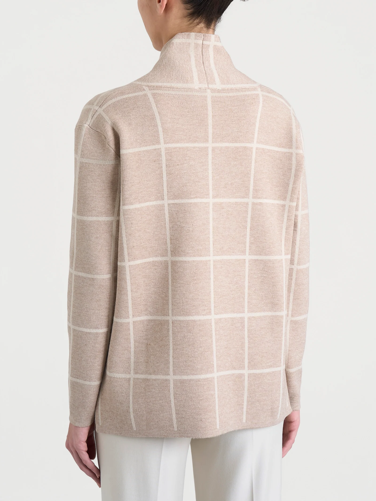 Cardigan aperto con fantasia check in Super Soft - Fant.Cammello Mel. - Image 2