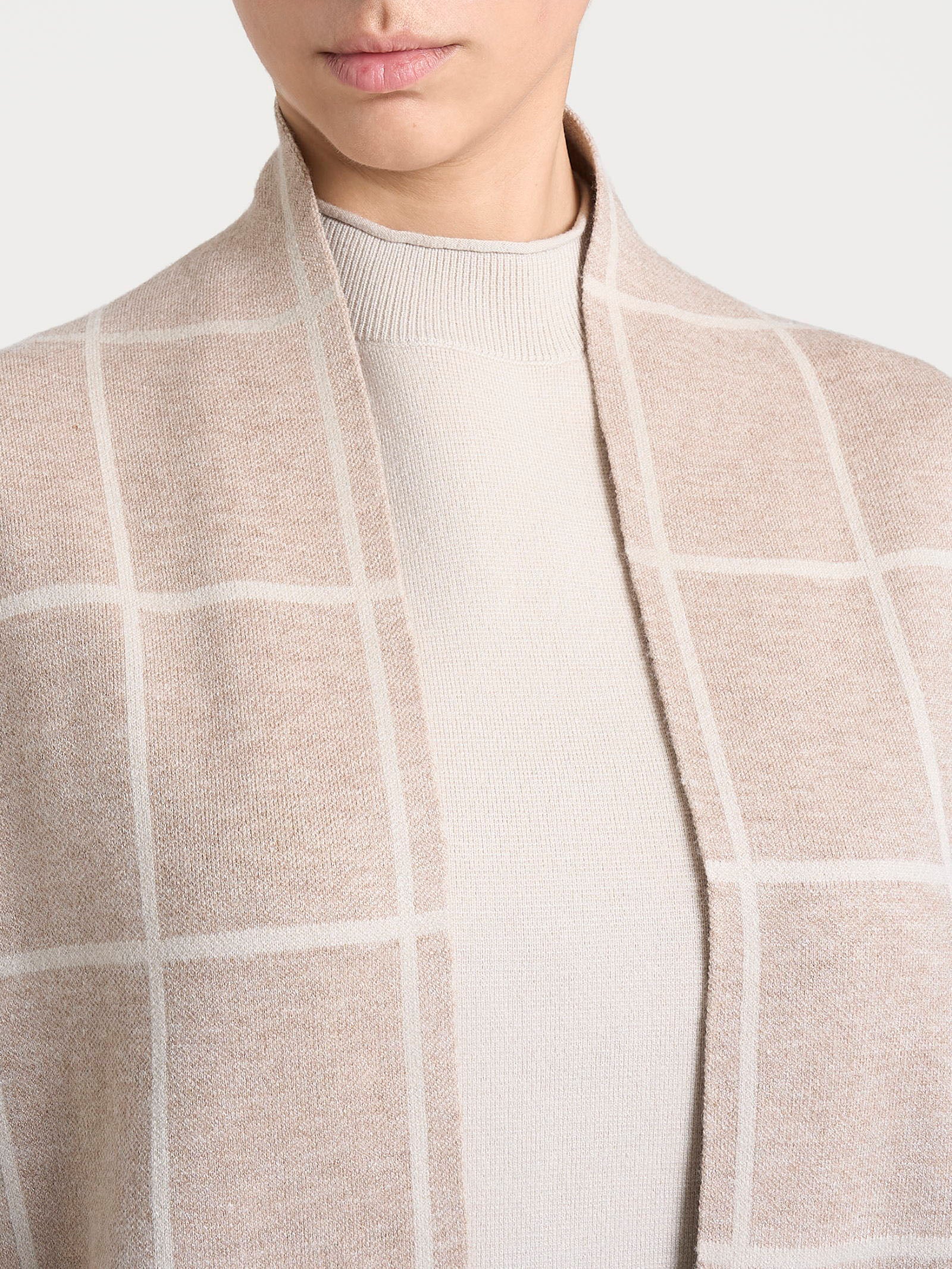 Cardigan aperto con fantasia check in Super Soft - Fant.Cammello Mel. - Image 3
