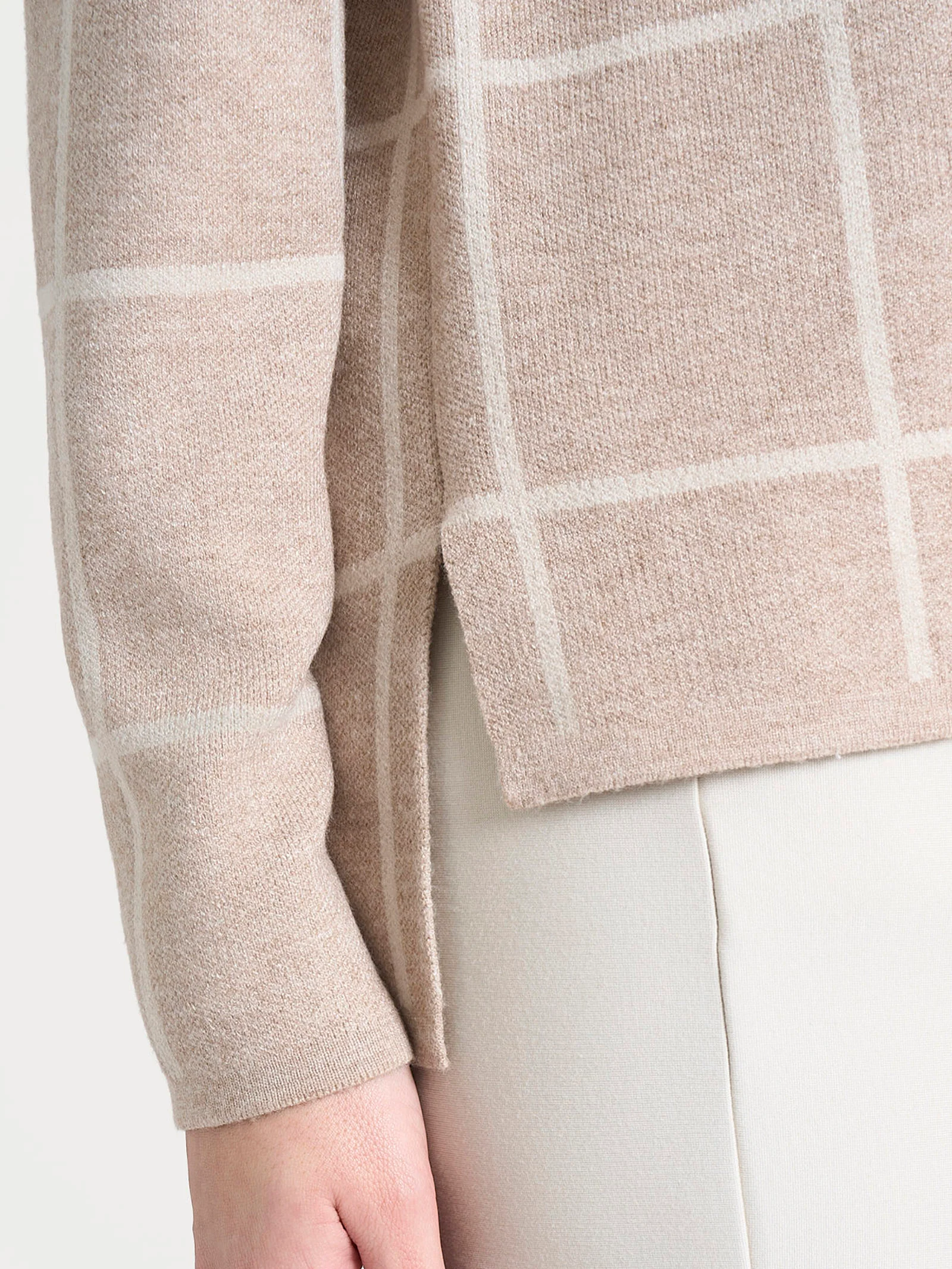 Cardigan aperto con fantasia check in Super Soft - Fant.Cammello Mel. - Image 4