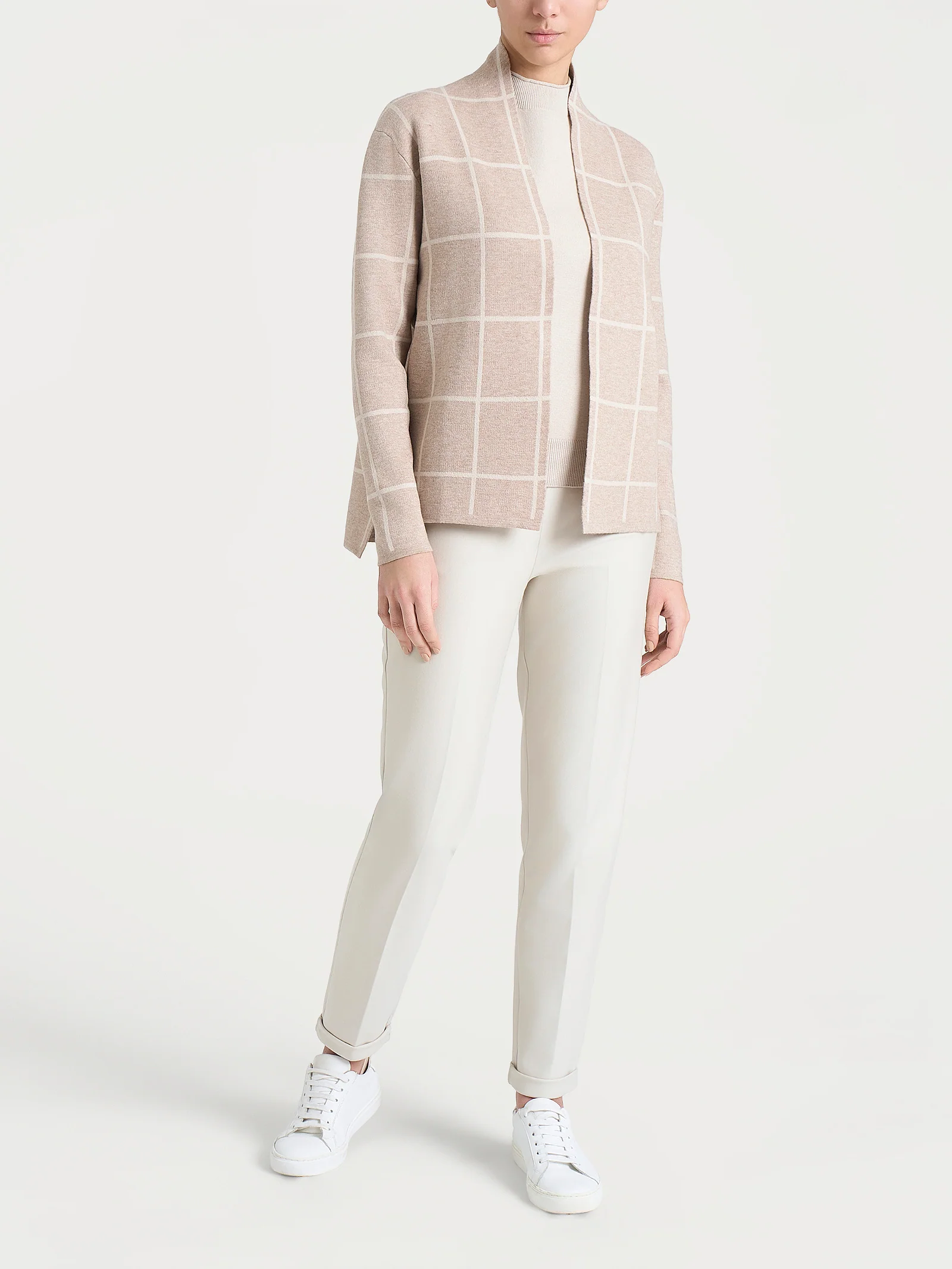 Cardigan aperto con fantasia check in Super Soft - Fant.Cammello Mel. - Image 5