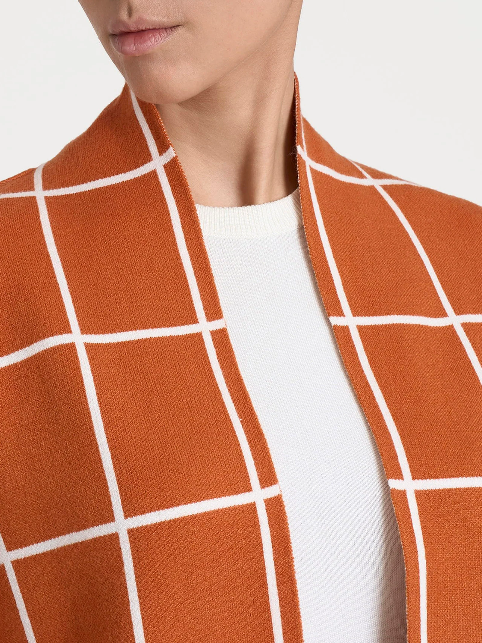 Cardigan aperto con fantasia check in Super Soft - Fant. Rust - Image 4