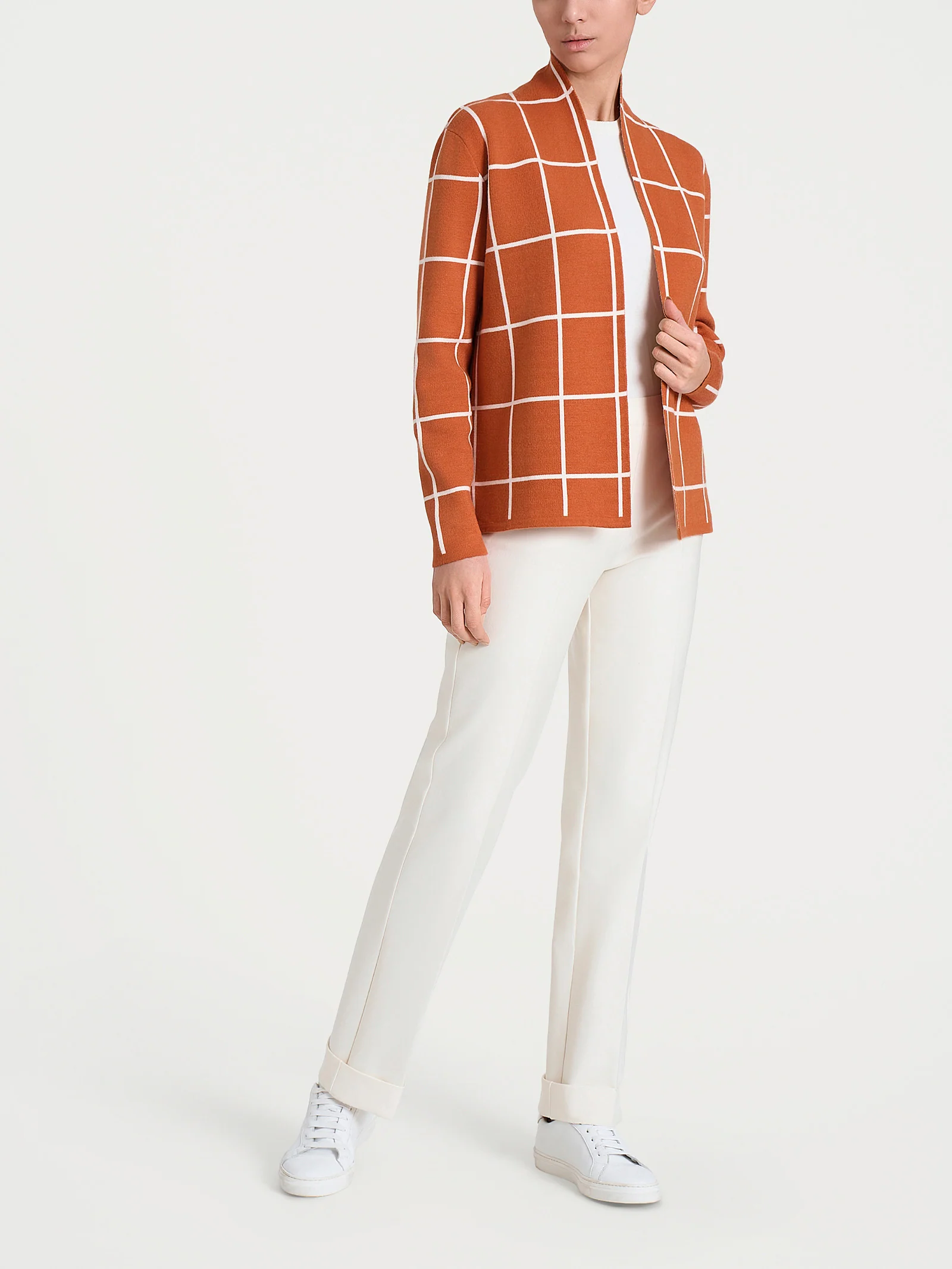 Cardigan aperto con fantasia check in Super Soft - Fant. Rust - Image 5
