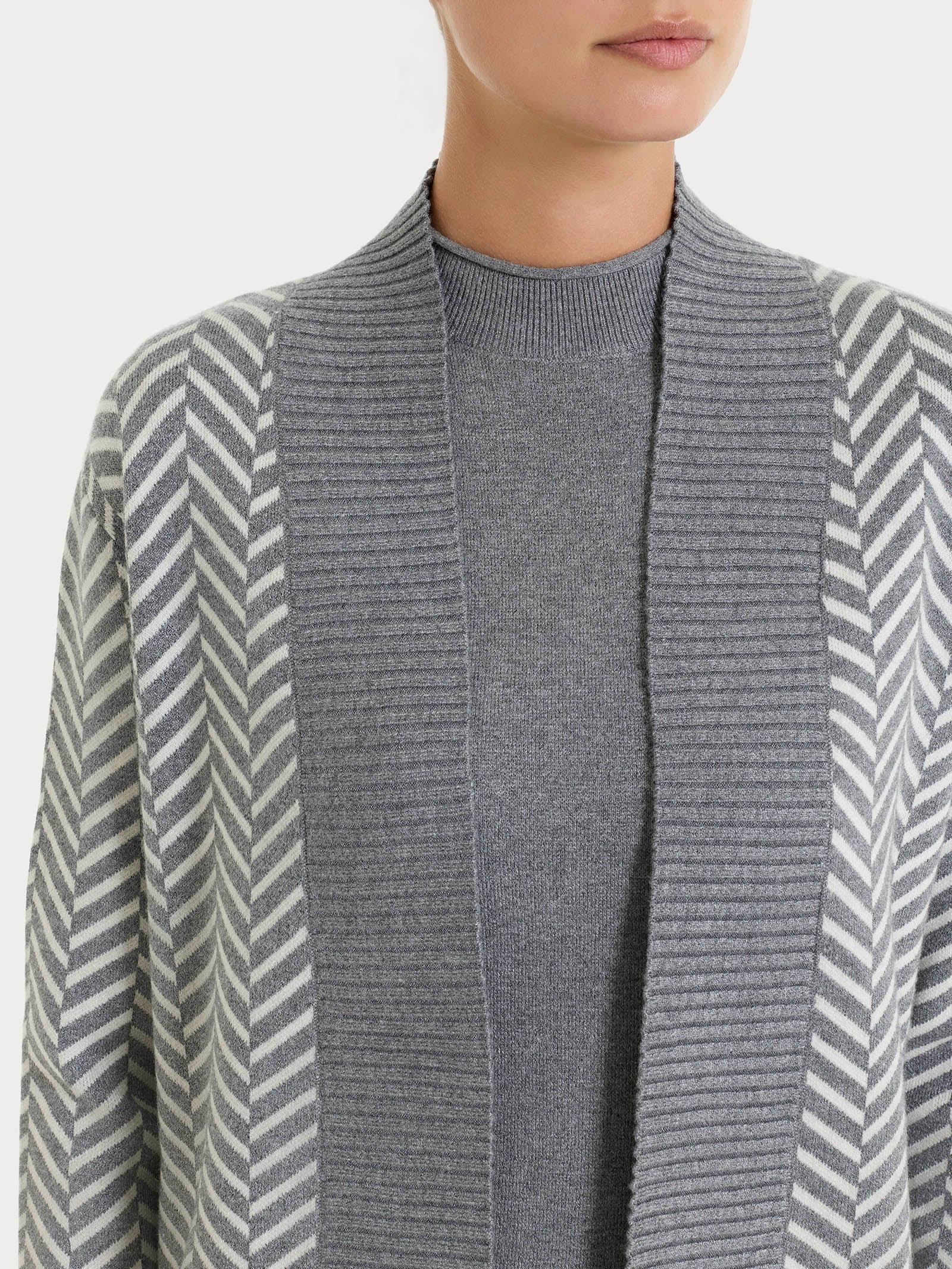 Cardigan aperto con fantasia spigata in Super Soft - Fant. Ferro Mel. - Image 3