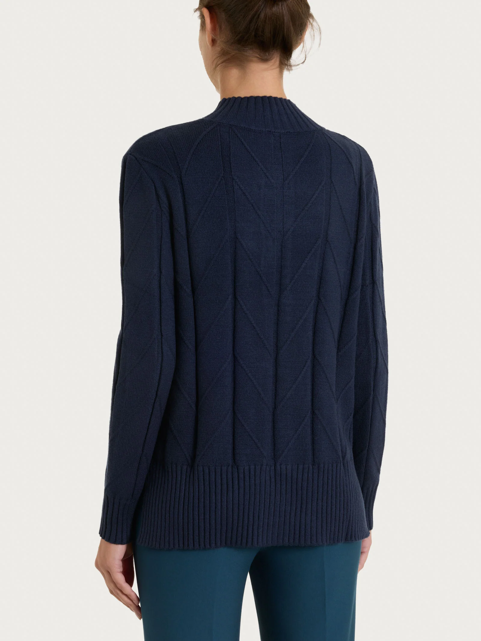Cardigan aperto con punto spiga in Super Soft - Bleu - Image 2