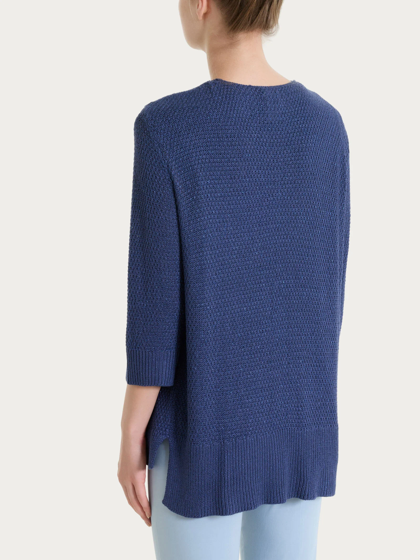 Cardigan aperto in Lurex Rice Stitch - Oceana - Image 2