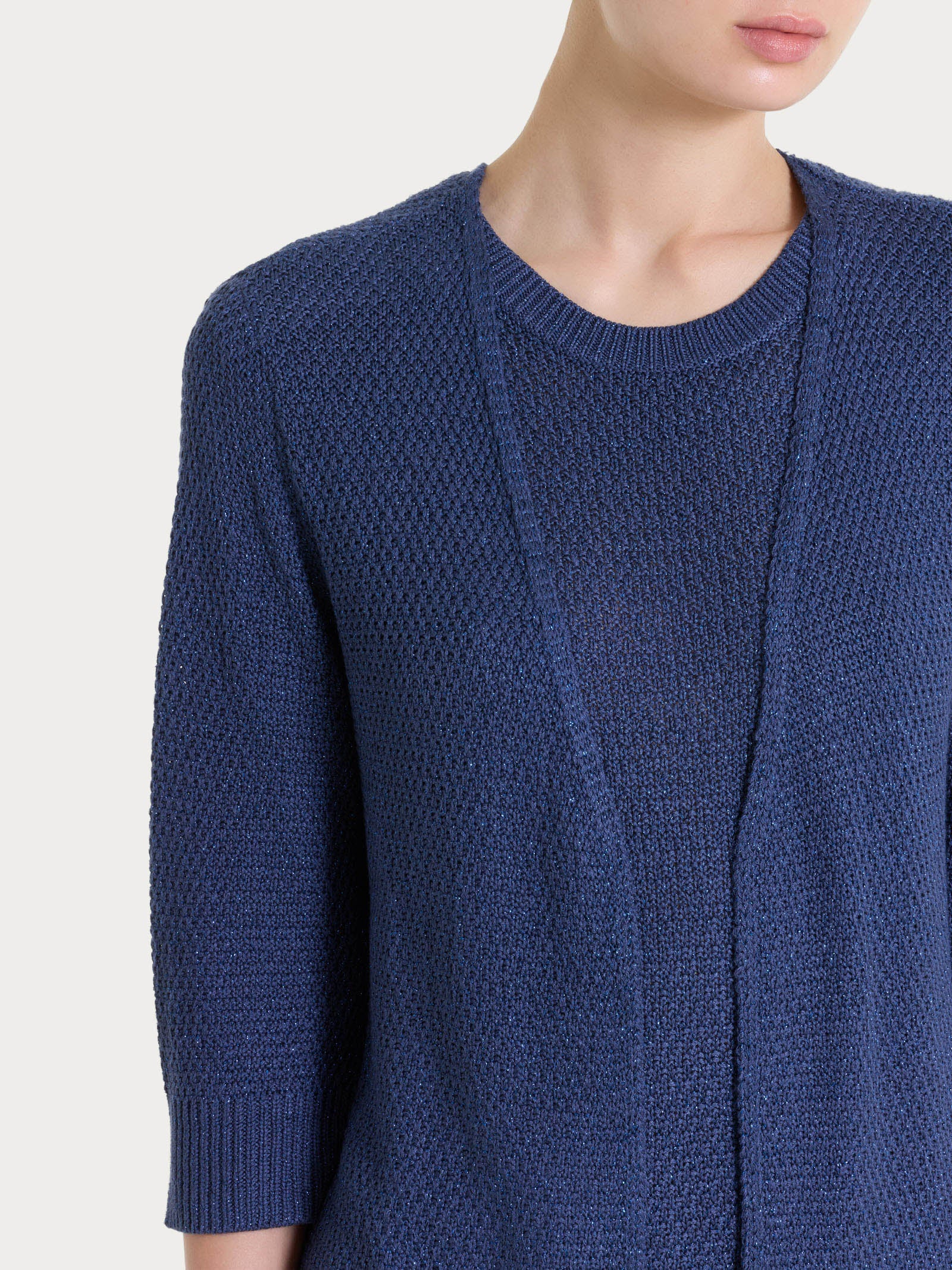 Cardigan aperto in Lurex Rice Stitch - Oceana - Image 3
