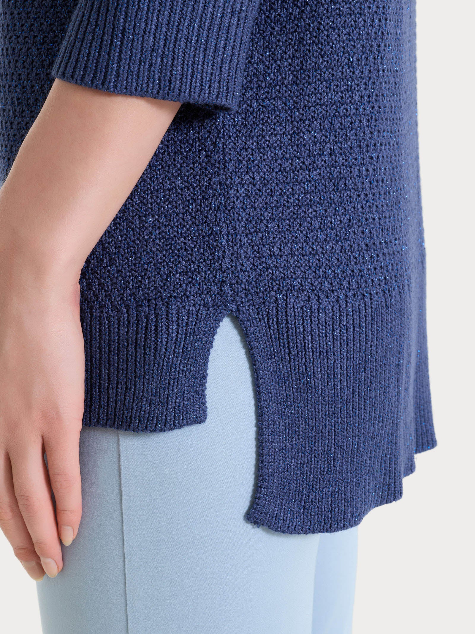 Cardigan aperto in Lurex Rice Stitch - Oceana - Image 4