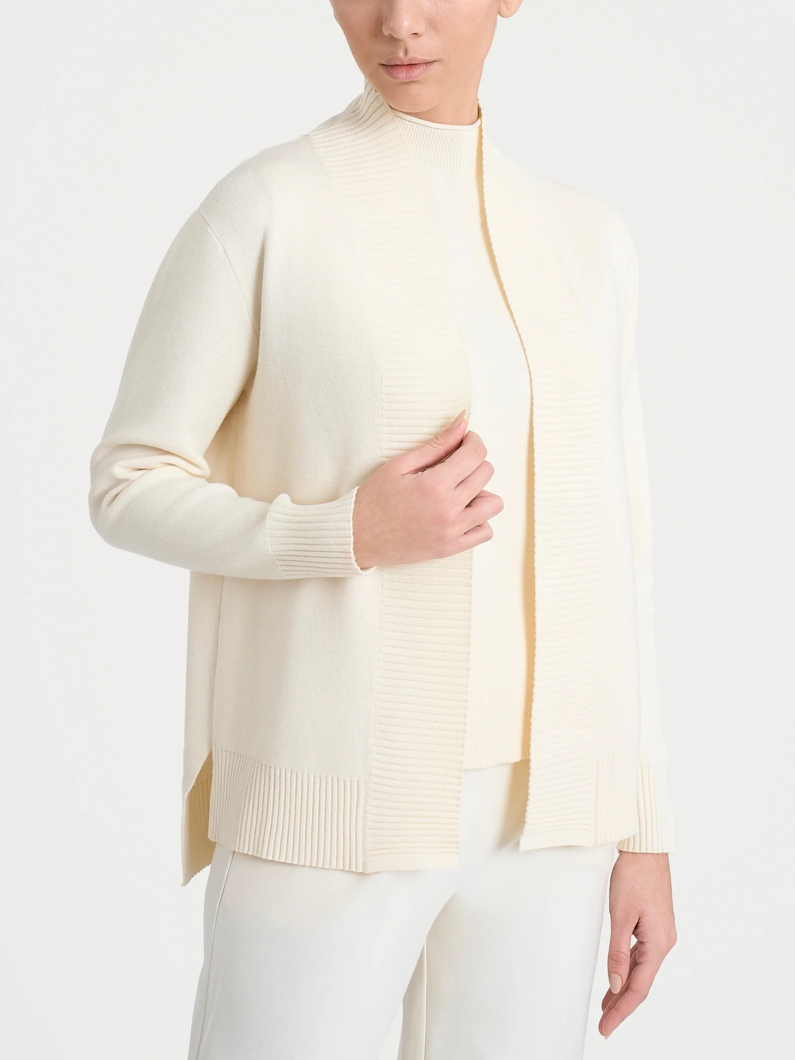 Cardigan aperto in Super Soft - Avorio
