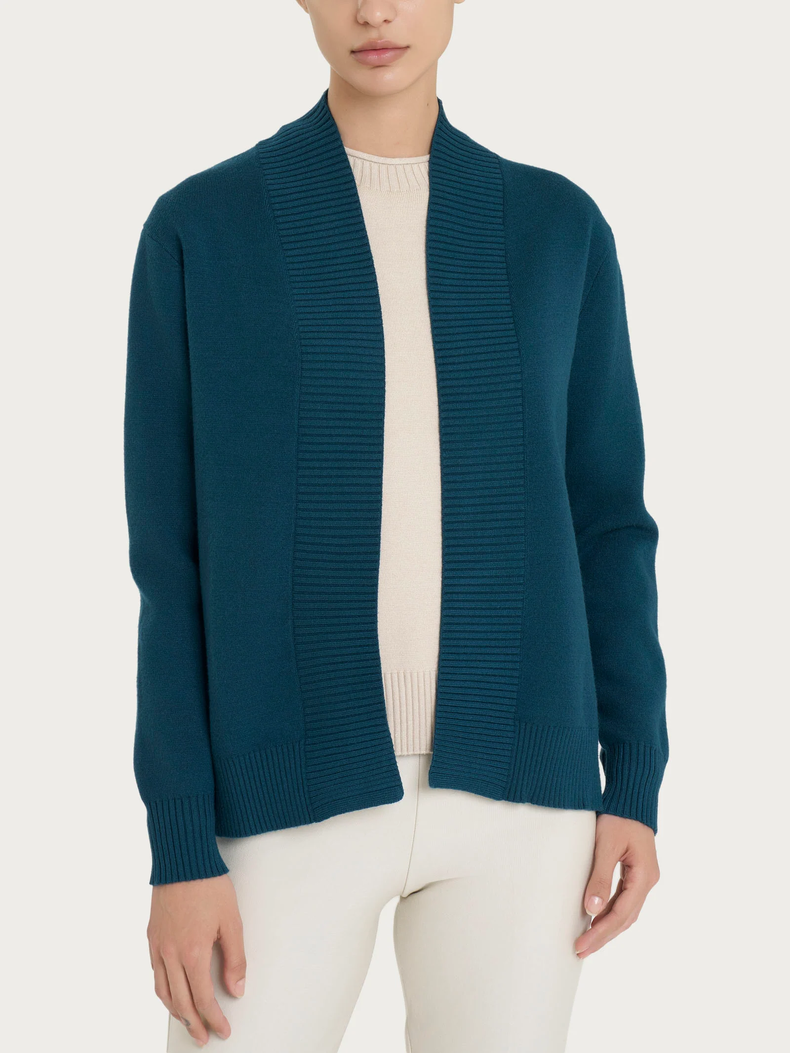 Cardigan aperto in Super Soft - Reflecting Pond