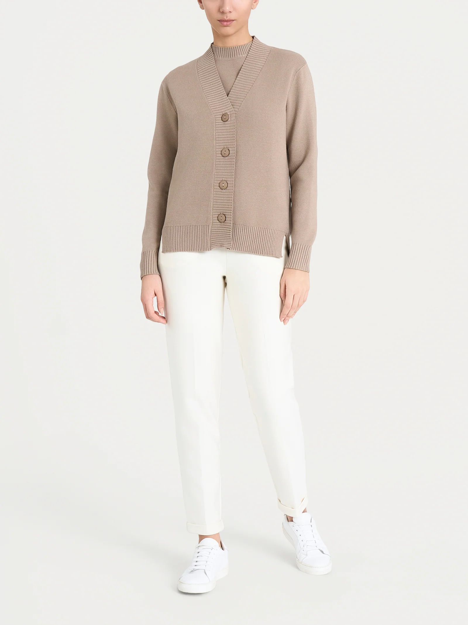 Cardigan asimmetrico con bottoni in Super Soft - Cammello - Image 5