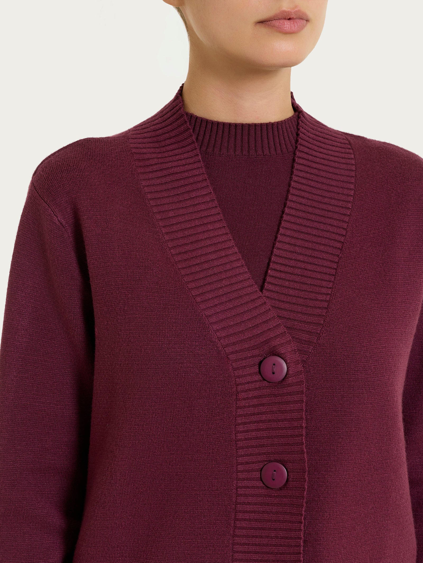 Cardigan asimmetrico con bottoni in Super Soft - Fig - Image 4