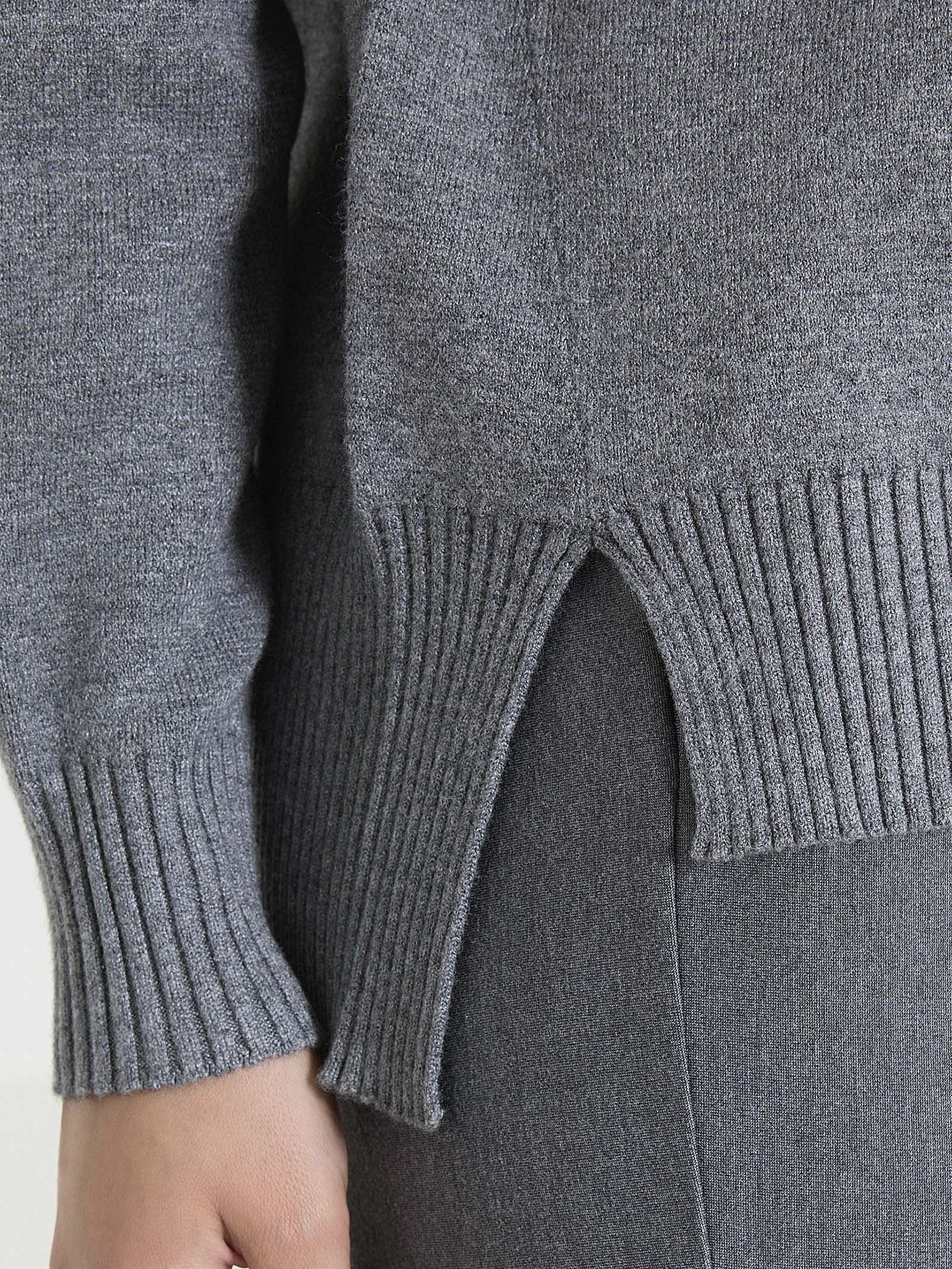 Cardigan asimmetrico con collo alto in Super Soft - Ferro Mel. - Image 3