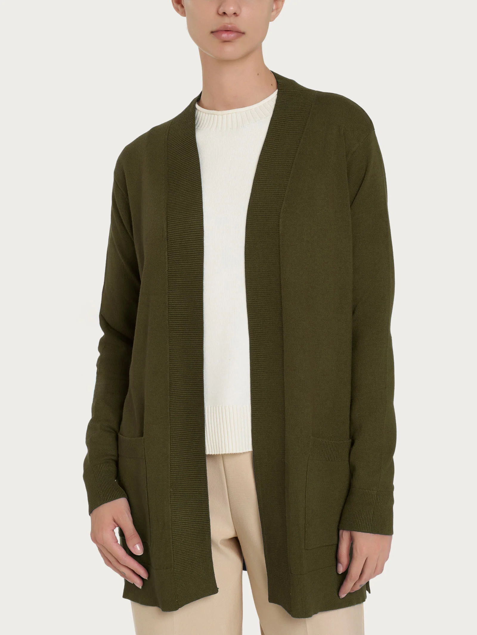 Cardigan con bottoni Four Seasons - Dark Olive