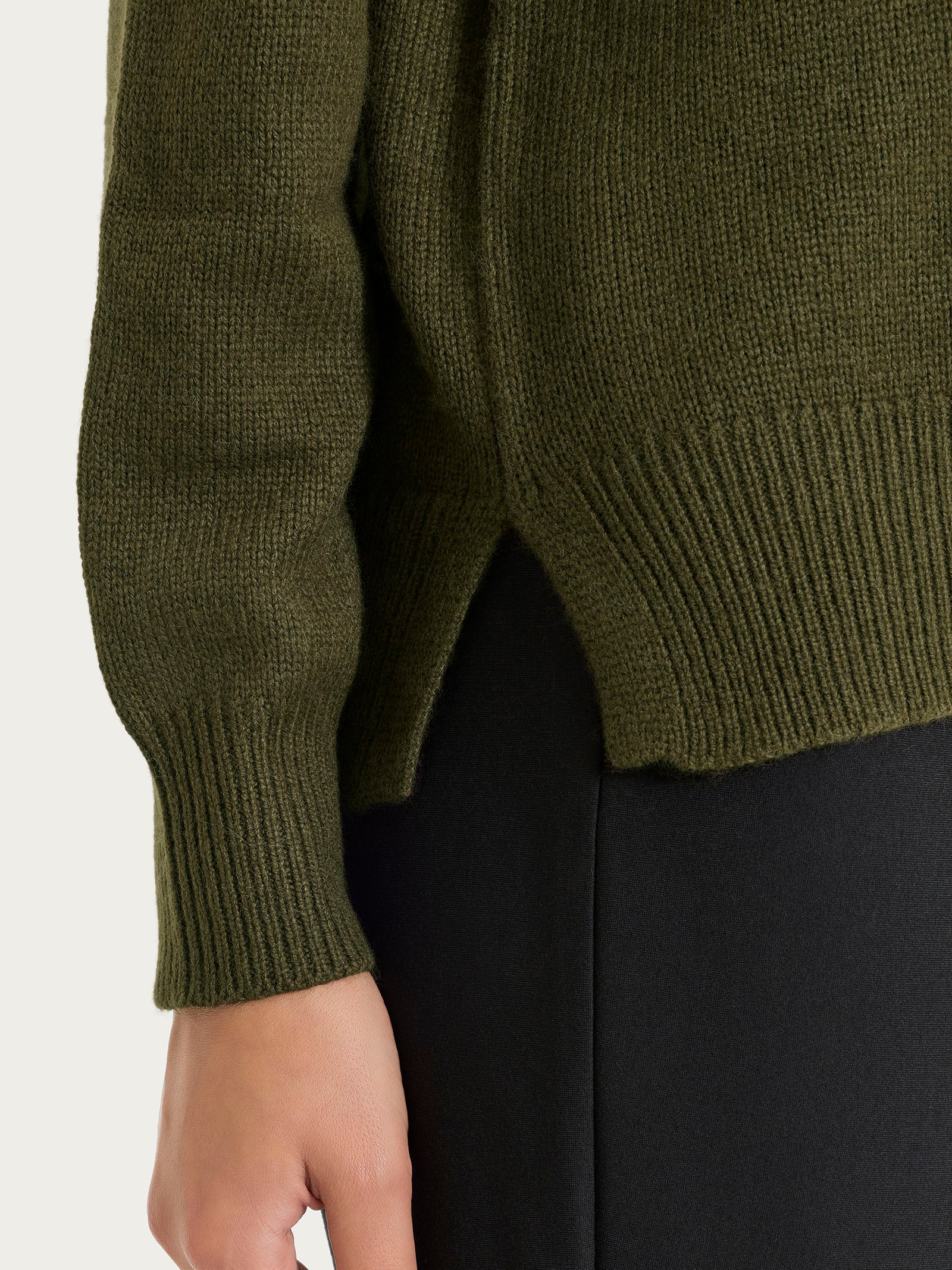 Cardigan con collo alto in Natural Soft - Dark Olive - Image 3