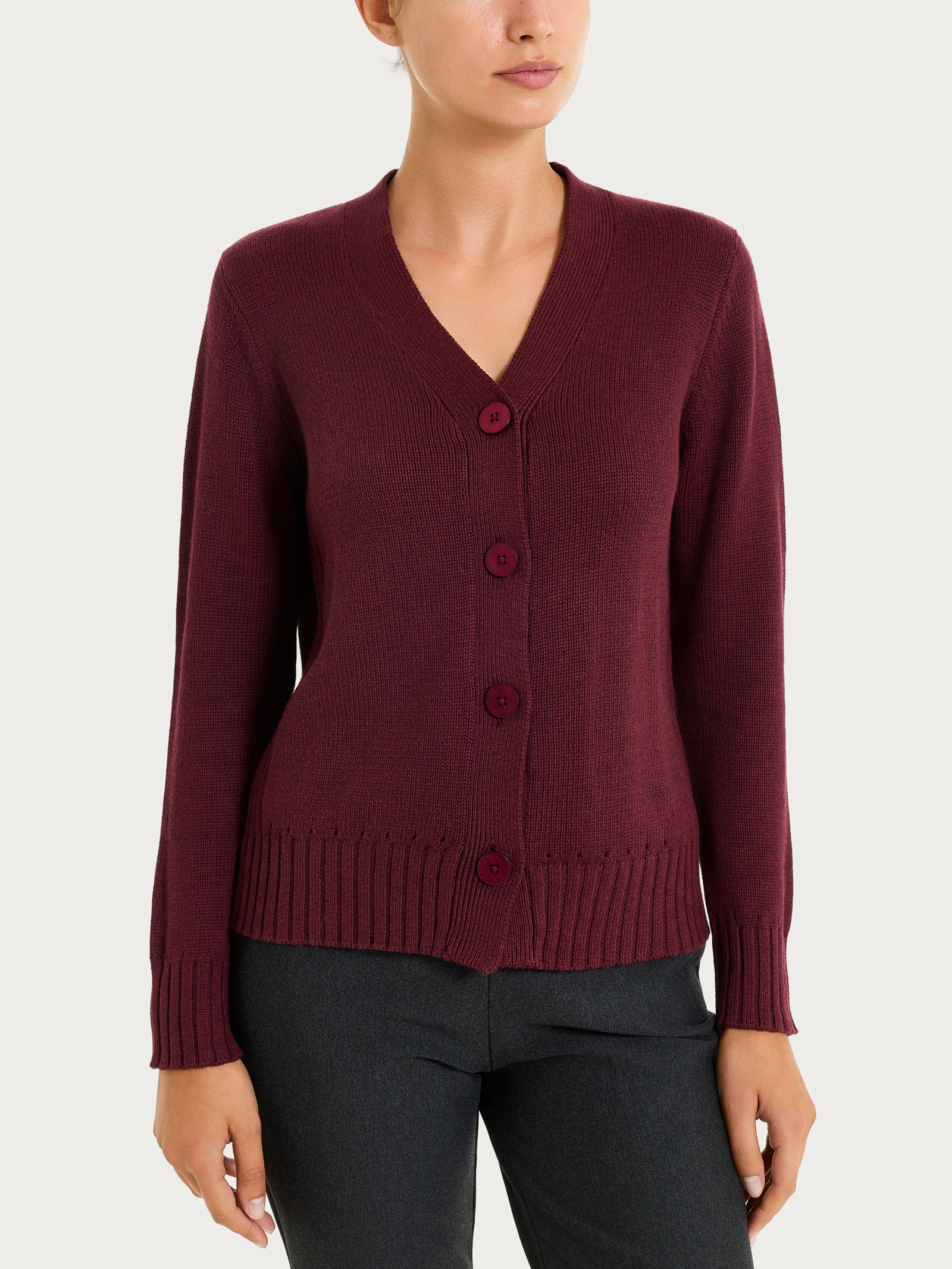 Cardigan con scollo a V e bottoni in Winter Cotton - Fig Mel.