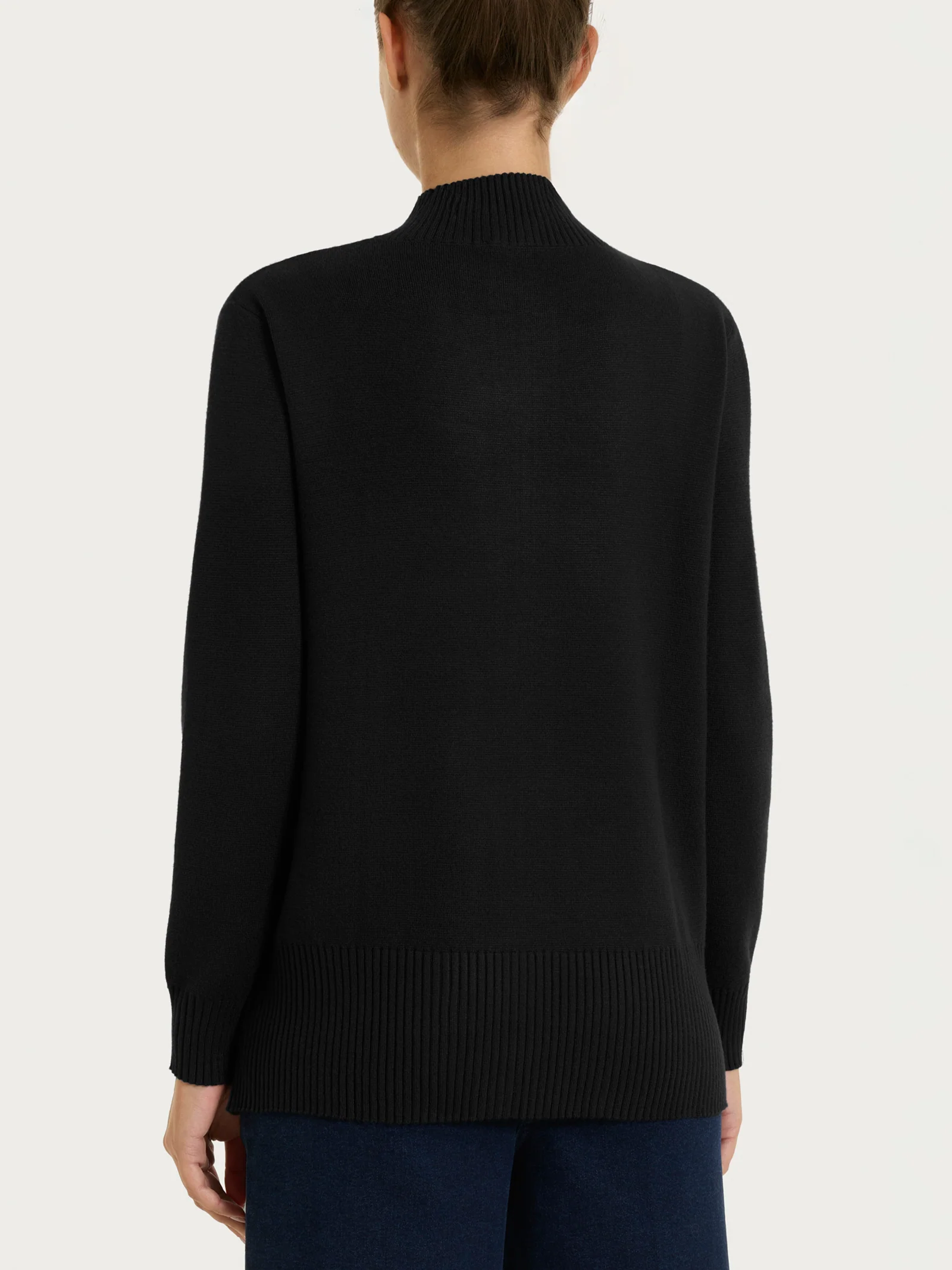 Cardigan con zip asimmetrico in Super soft - Nero - Image 2