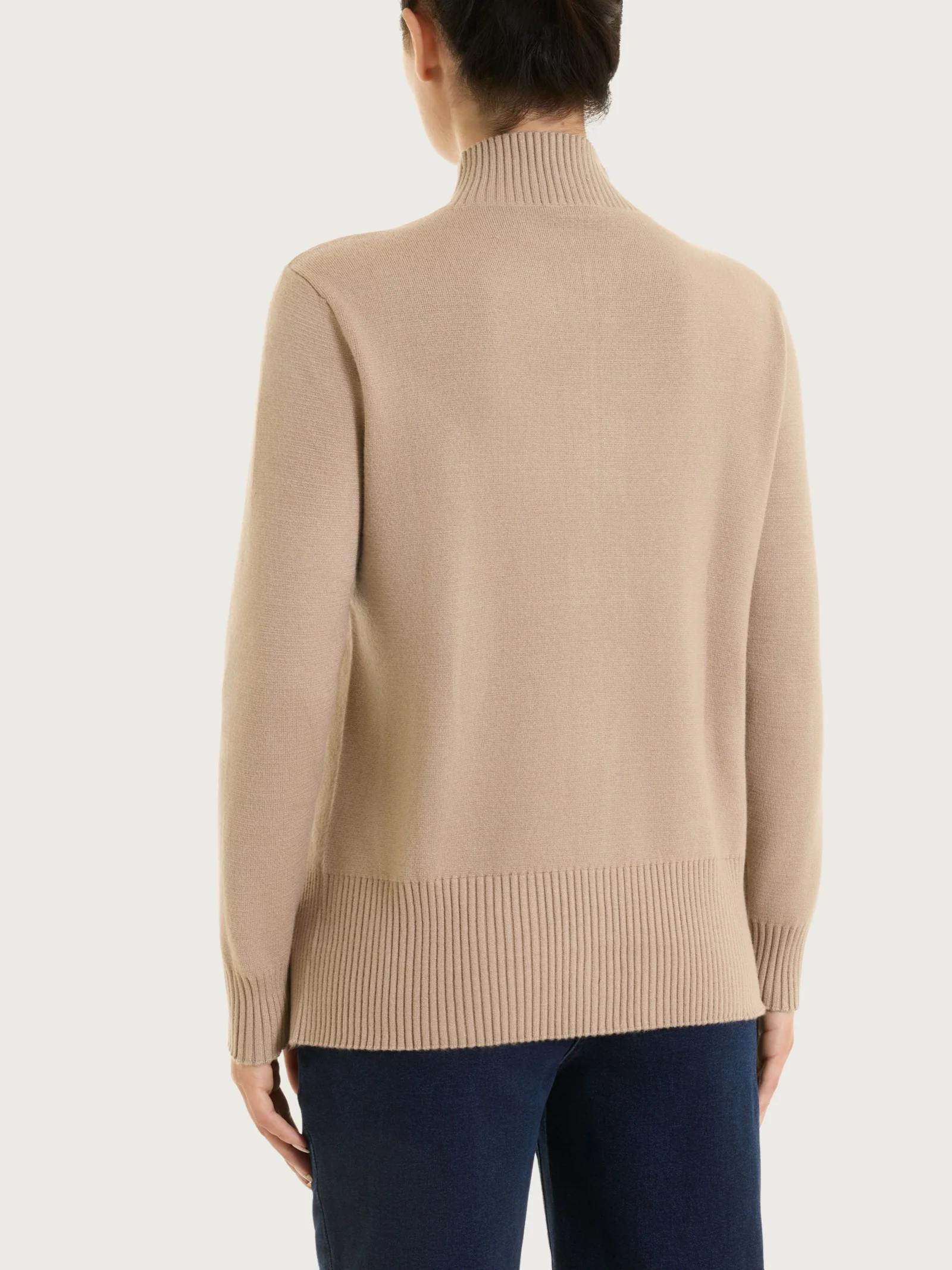 Cardigan con zip asimmetrico in Super soft - Cammello - Image 2