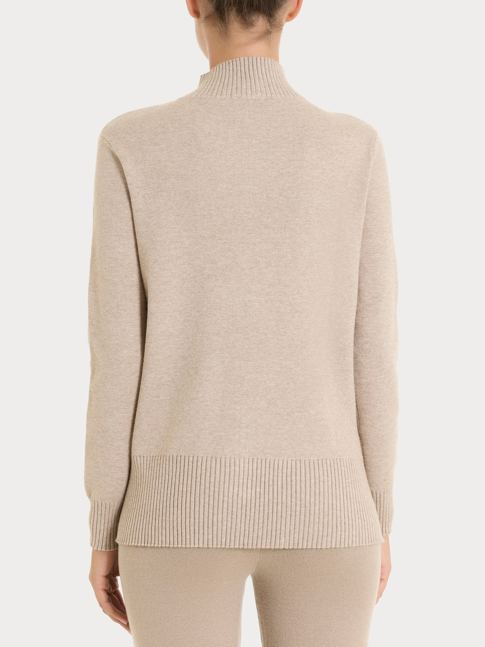 Cardigan con zip asimmetrico in Super soft - Cammello Mel. - Image 2