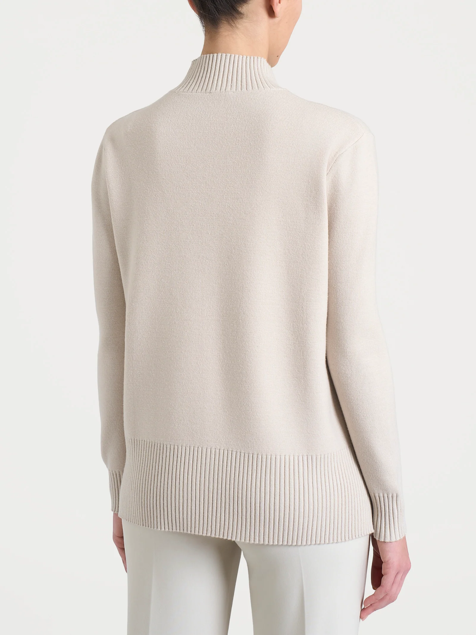 Cardigan con zip asimmetrico in Super soft - Champignon - Image 2