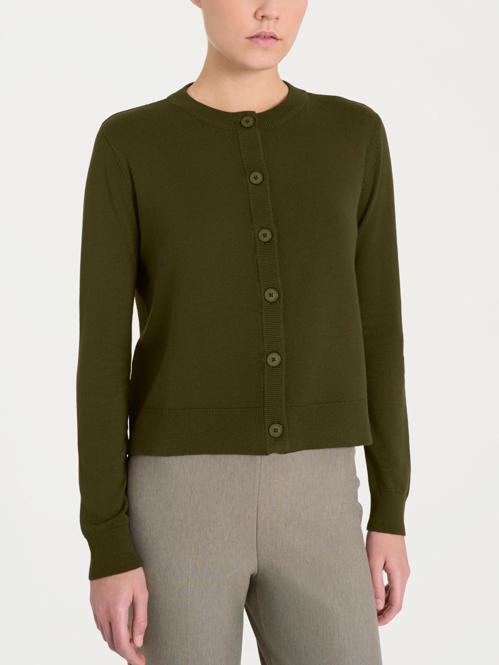 Cardigan corto con bottoni Four Seasons - Dark Olive